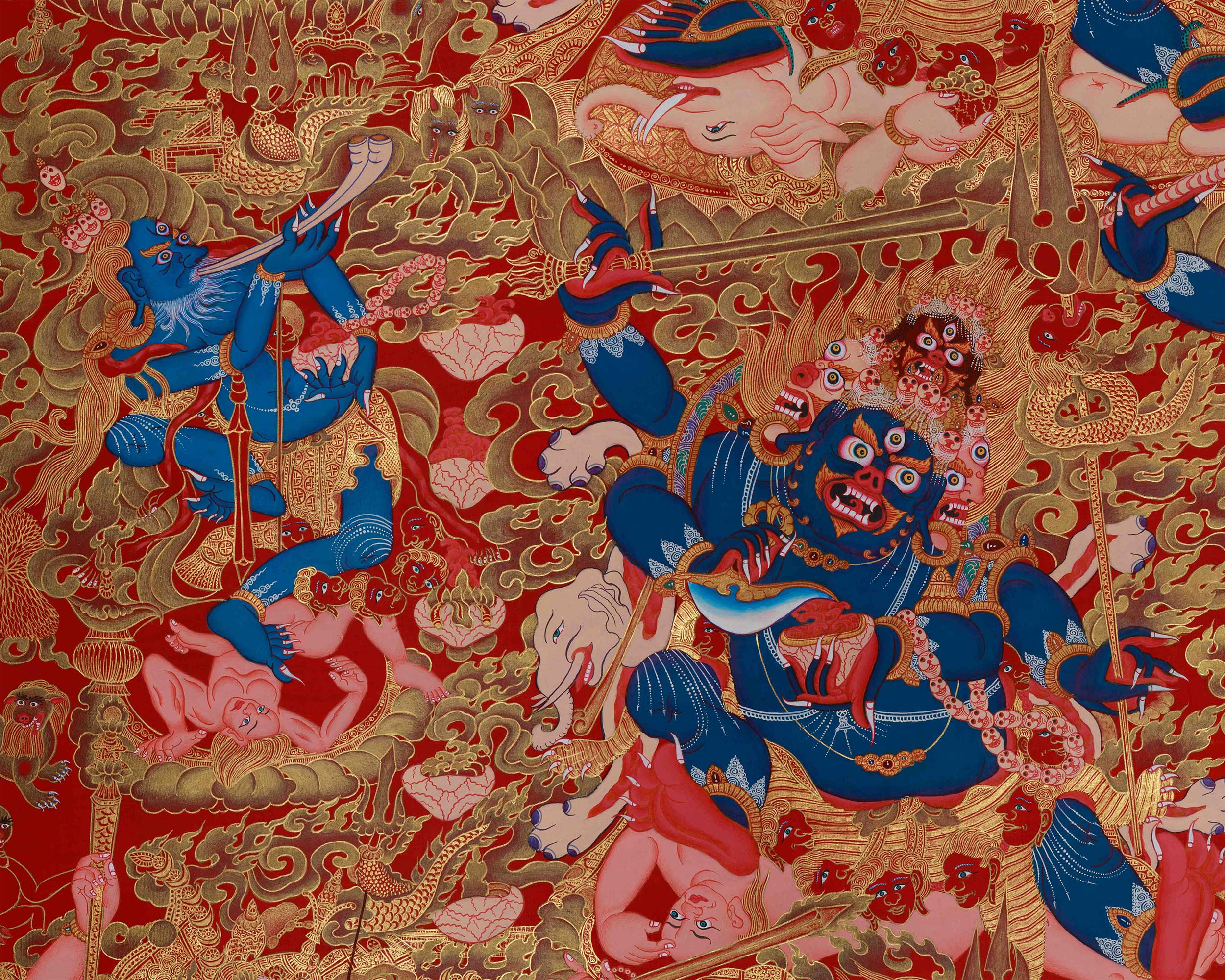 Fierce Six Armed Mahakala Print | Wrathful Protector Deity of Vajrayana Buddhism