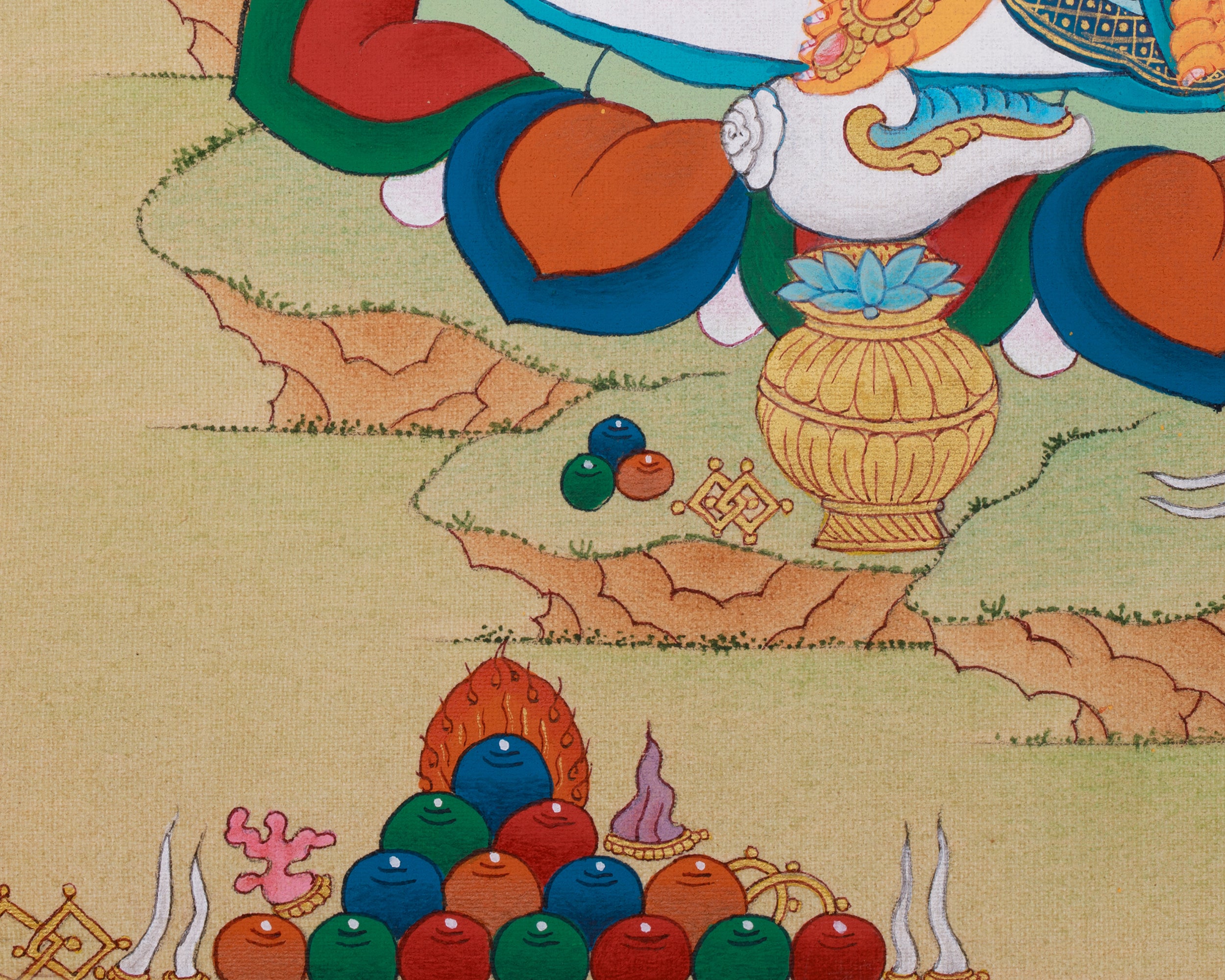 Original Hand-Painted Dzambhala Thangka, Guardian of Prosperity | For Abundance