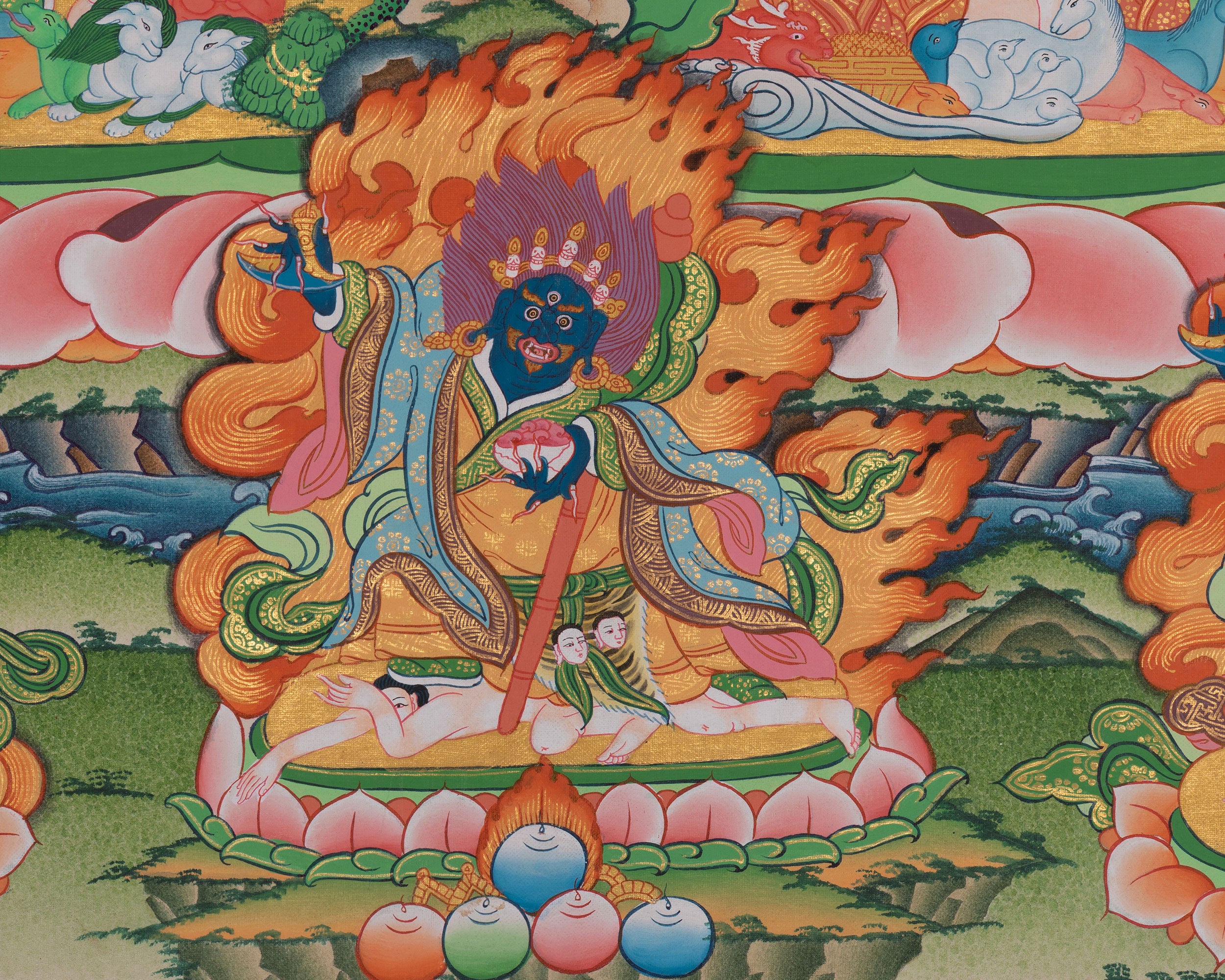 1000-Armed Dukkar Thangka | Tibetan Guardian Deity