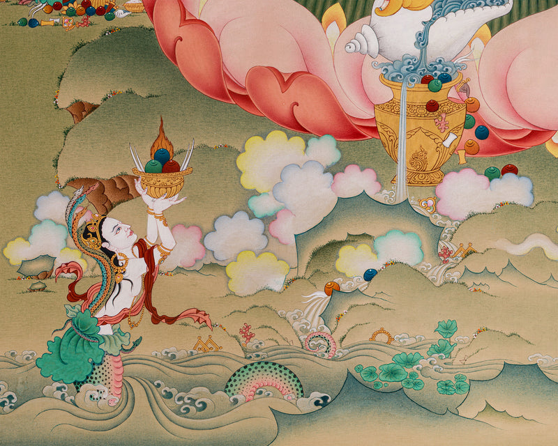 Premium Dzambala Thangka: Hand-Painted with Natural Stone Colors from Lhasa