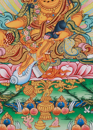 Buddhist 5 Dzambhala Thangka | Divine Guardians of Fortune & Wealth
