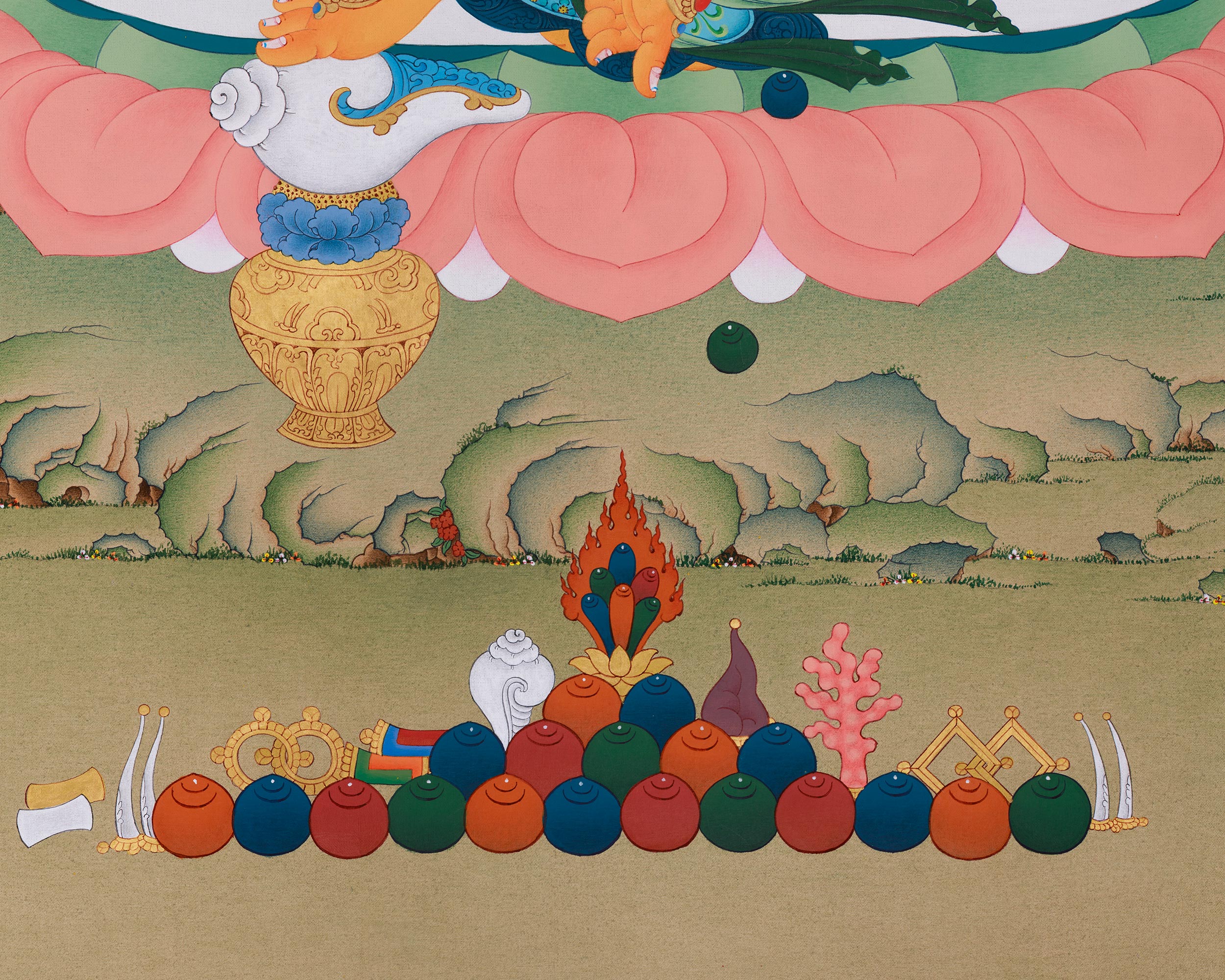40 Inches Dzambhala Thangka | The Deity of Wealth, Prosperity, and Spiritual Abundance