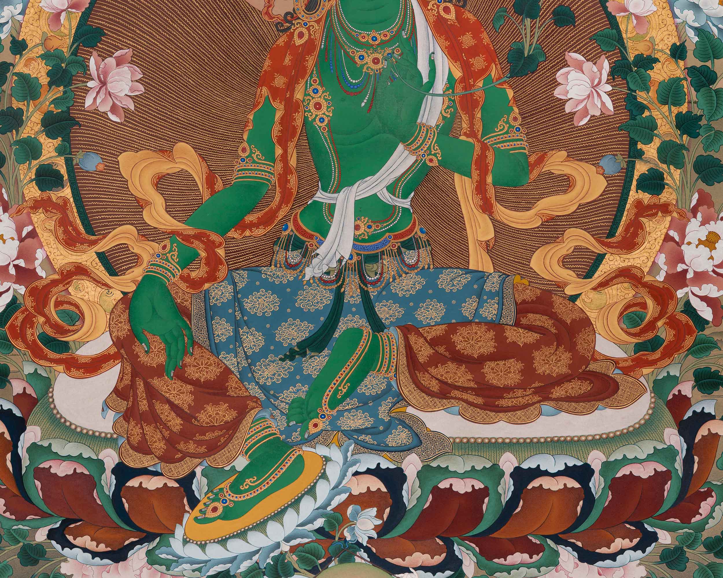 21 Tara Buddhist Art | Compassion and Healing Thangka | Shyama Tara