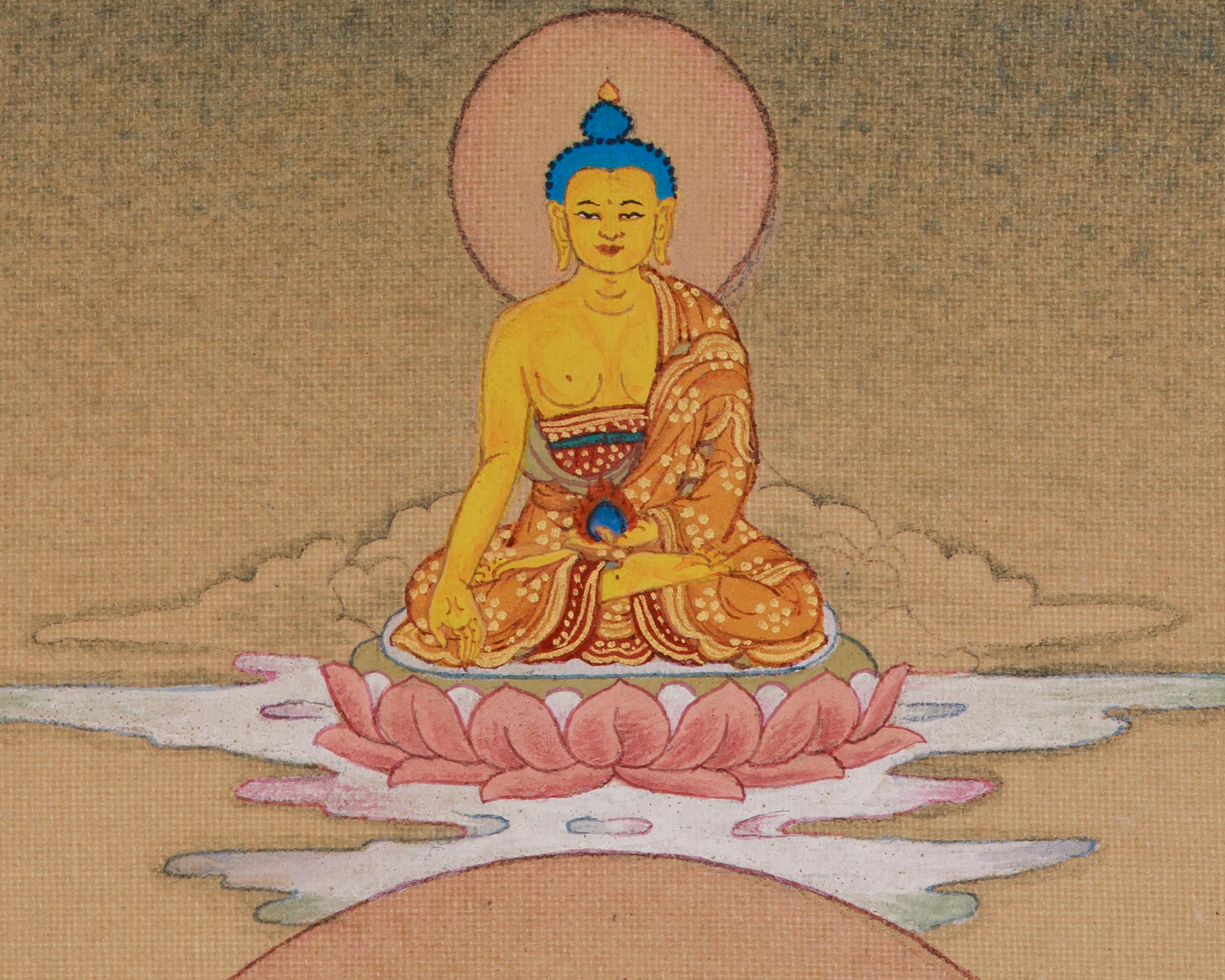 Sacred Thangka of Dzambhala with Ratnasambhava | Buddha of Wealth and Wisdom
