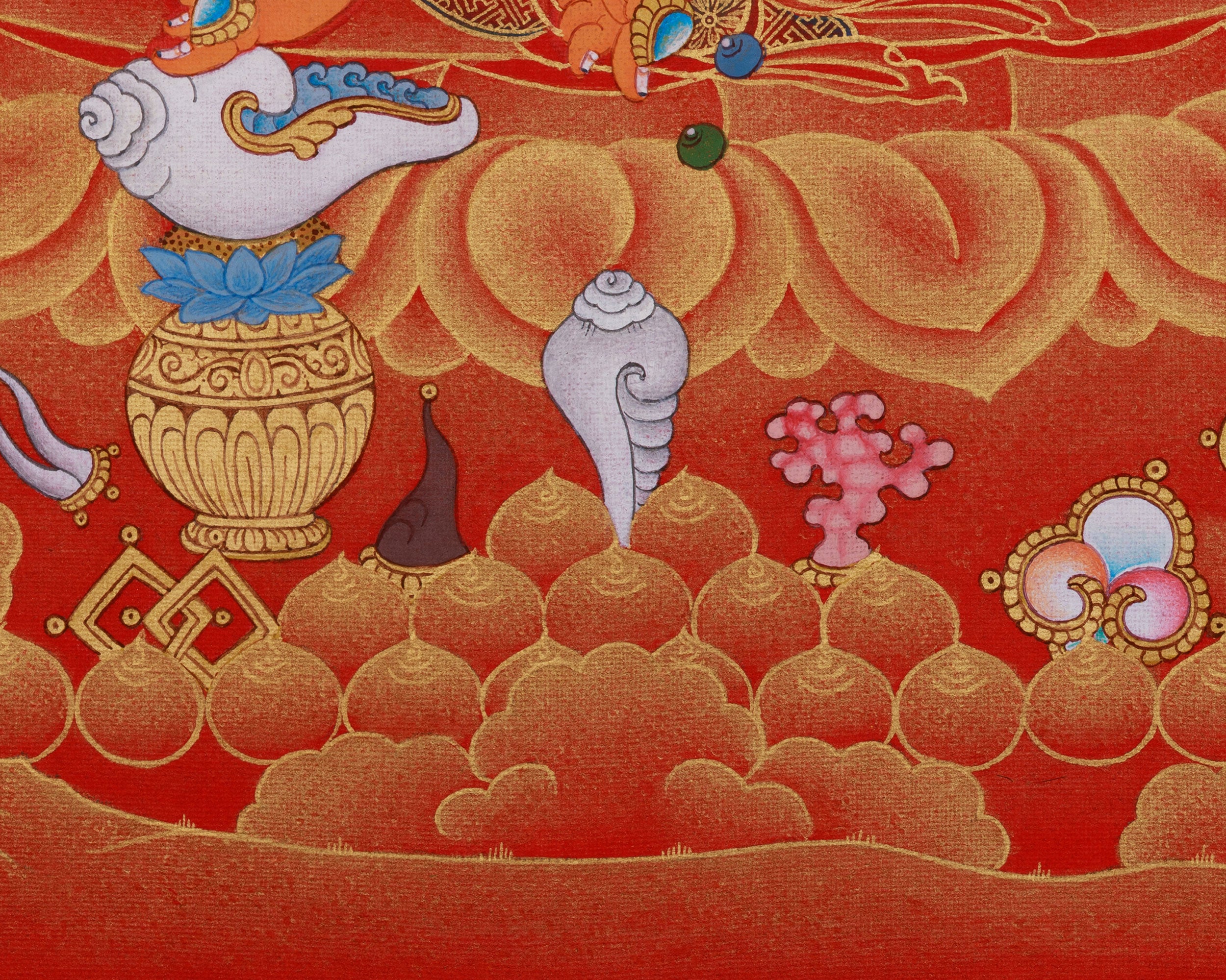 God of Abundance, Dzambhala Thangka, Tibetan Buddhist Wealth Deity, Wall Art