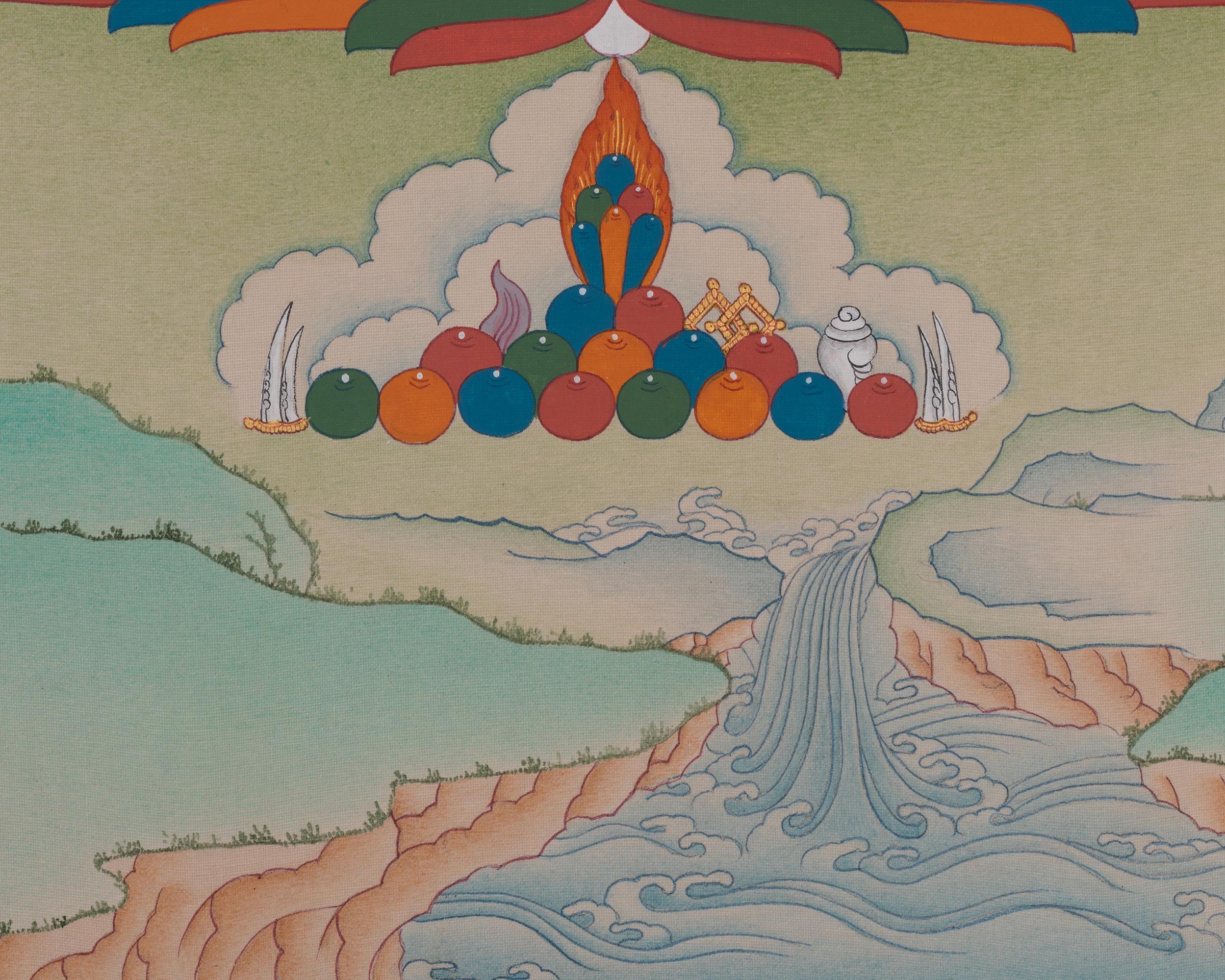 Chenrezig Sacred Thangka | Bodhisattva Deity | Avalokiteshvara Art | Wall Hanging