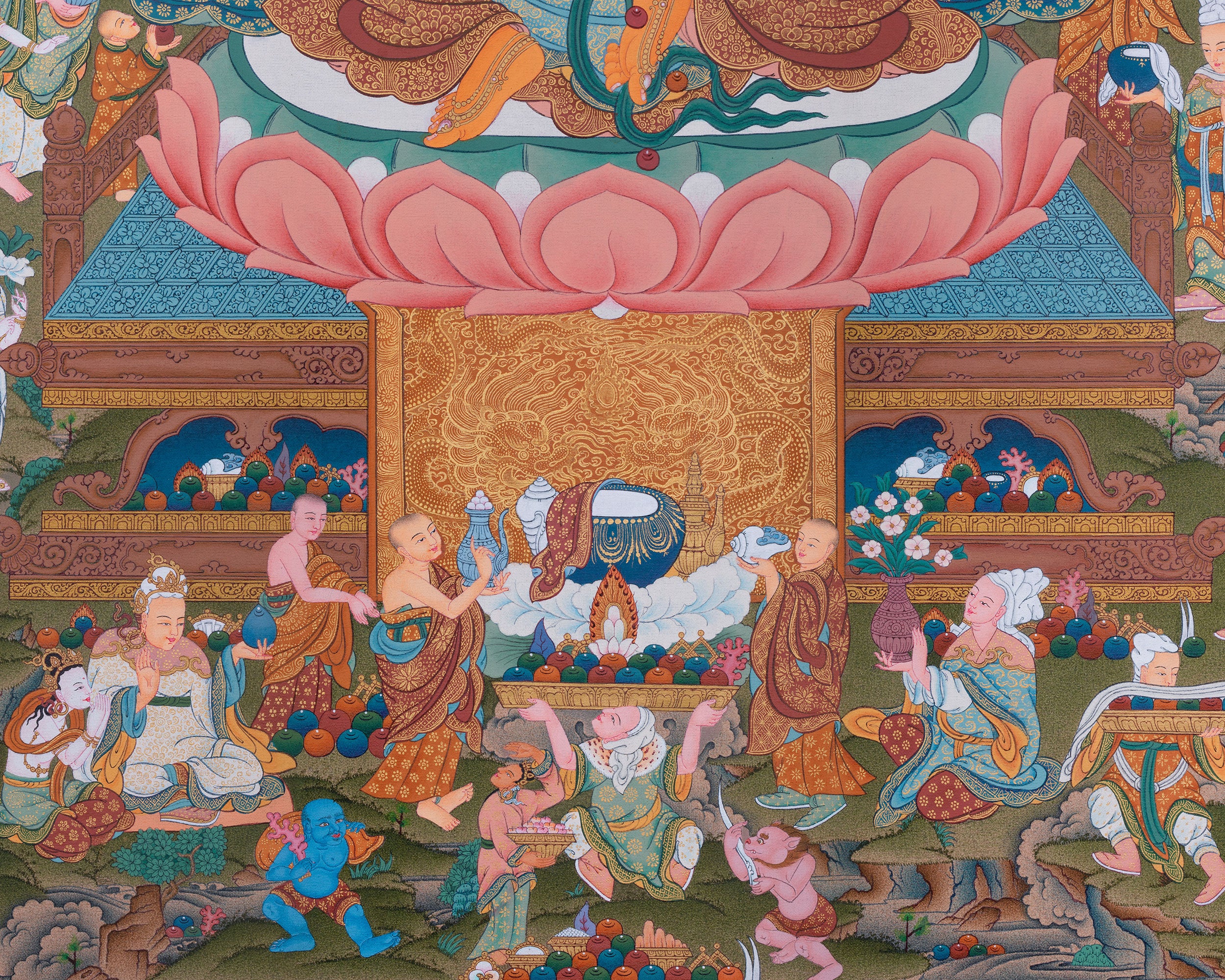 Jambala, Dzambhala Thangka Painting, Tibetan Thangka Print