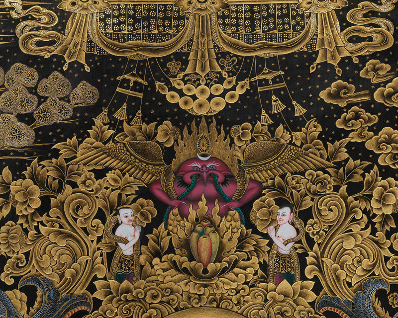 Enthroned Shakyamuni Buddha Gold Thangka | The Awakened One | The Supreme Teacher