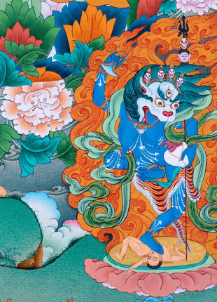 Traditional Tibetan Buddhist Art For Padmasambhava Day Celebration | Guru Rinpoche With Guru Dragpo and Singhamukha