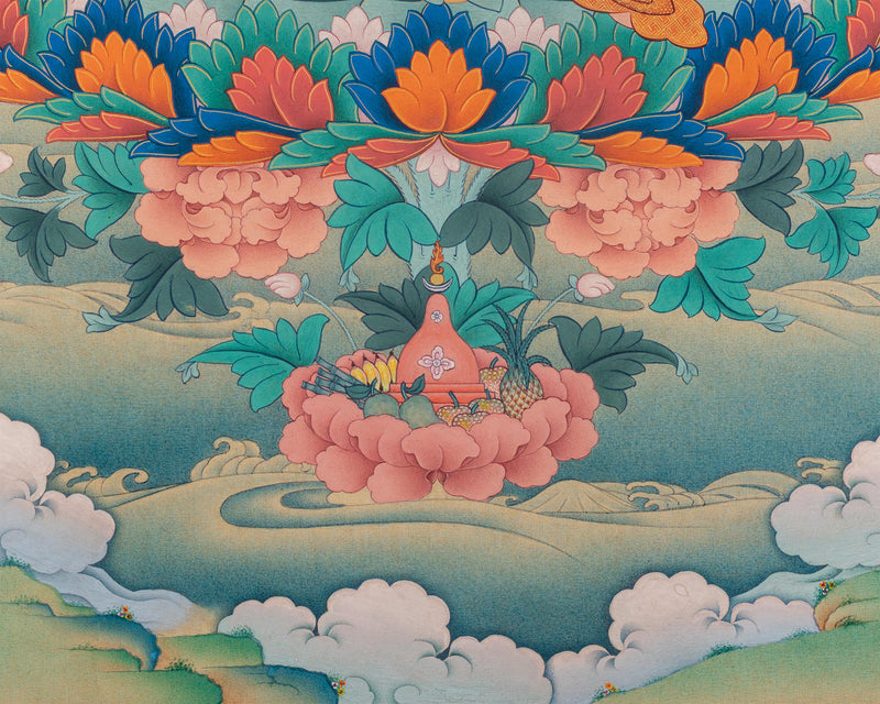 Lotus-Born Guru Rinpoche Thangka | Tibetan Buddhist Masterpiece