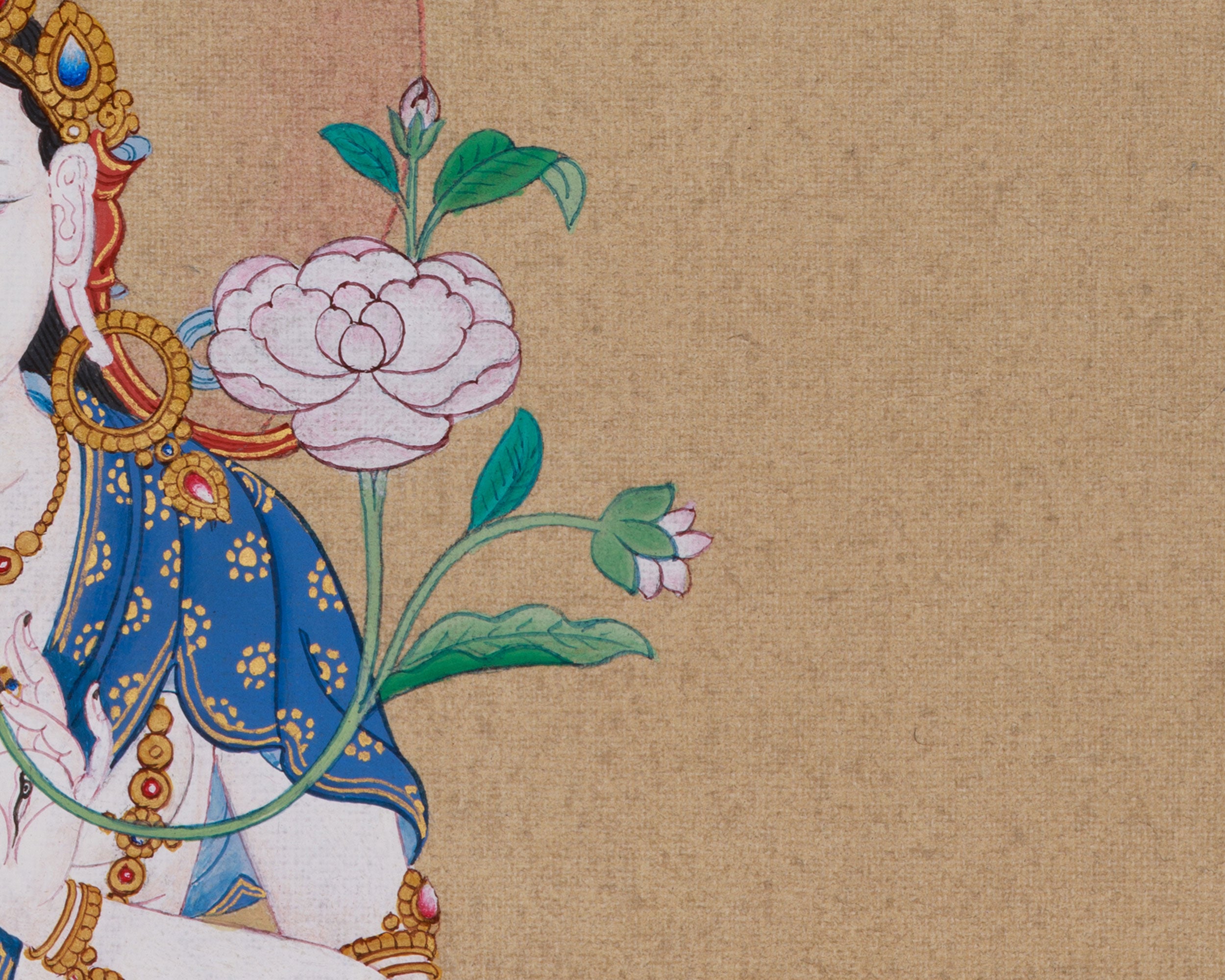 Saptalochani "White Tara" Thangka | Buddhist Art Featuring the Seven-Eyed Goddess
