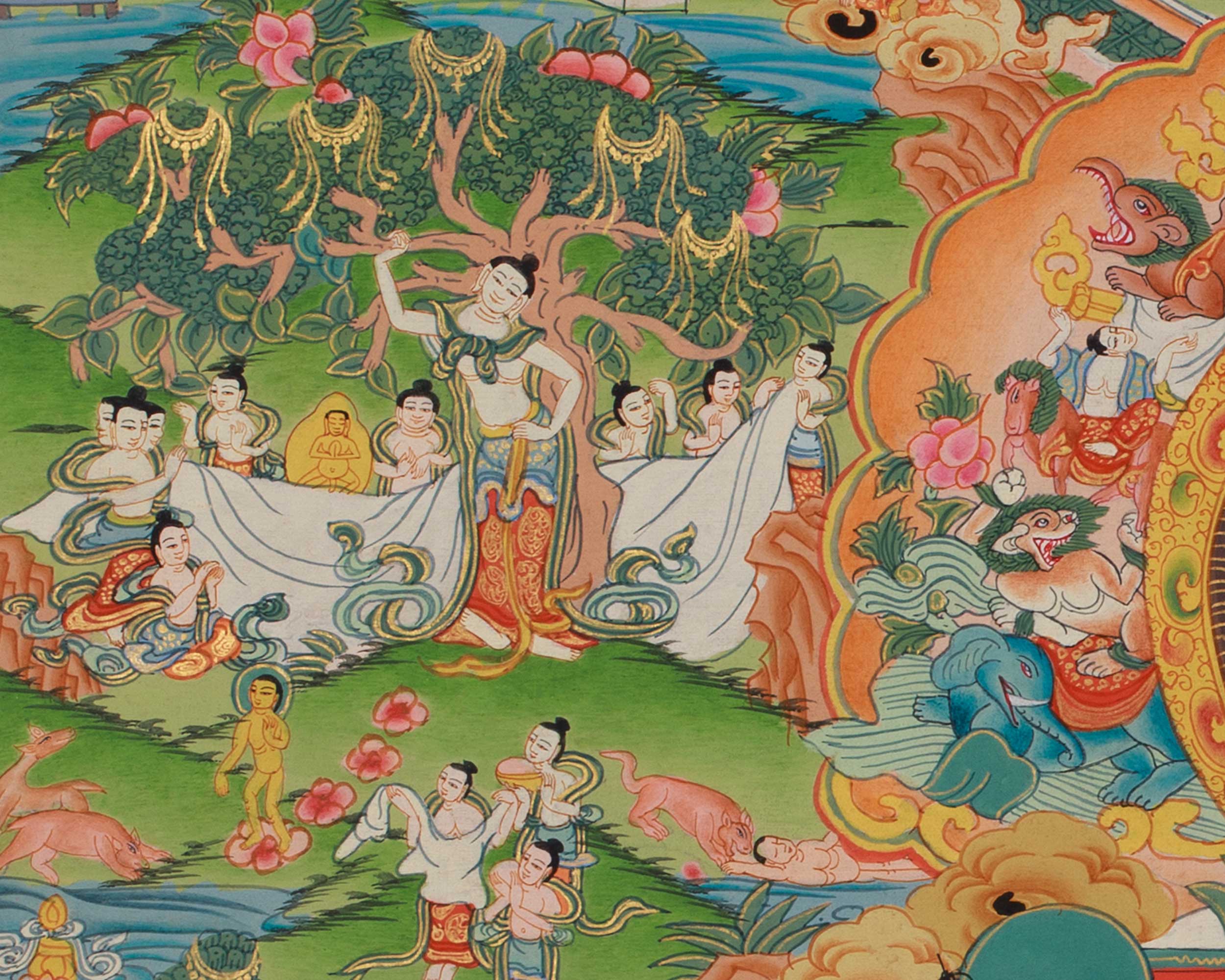 Shakyamuni Buddha Life History thangka | Siddhartha Gautama