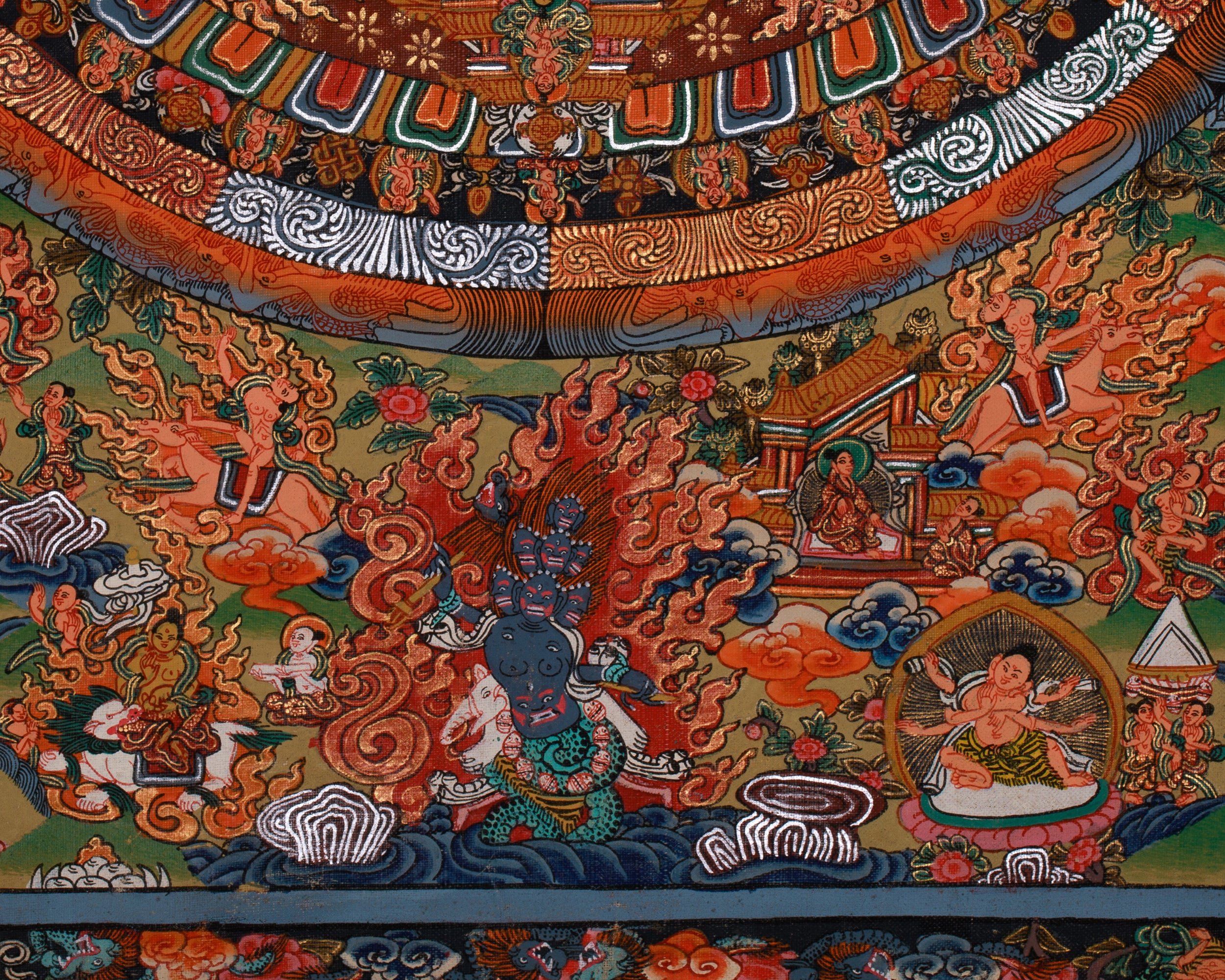 Vintage Avalokiteshvara Mandala | Celestial Beings & Cosmic Guardians