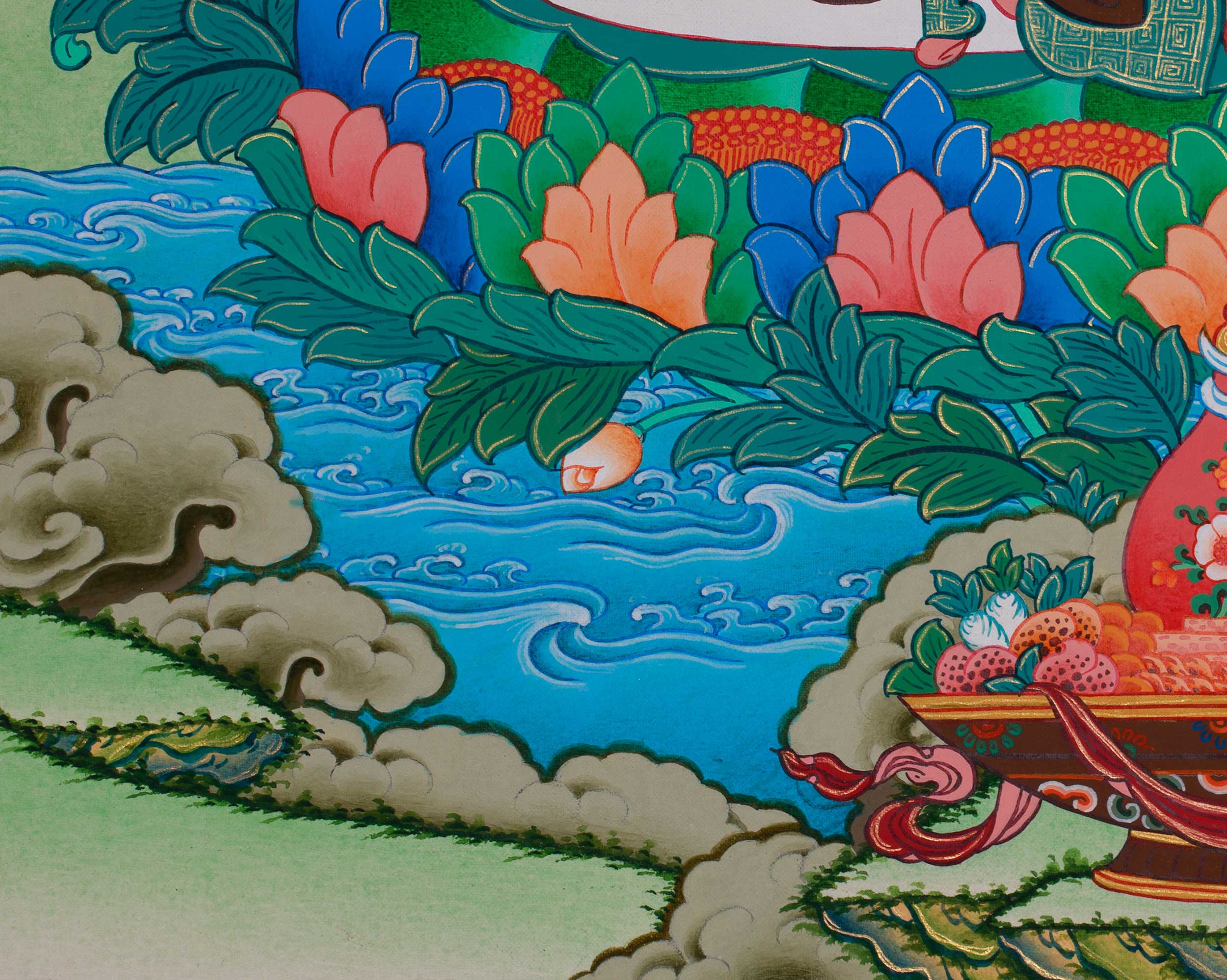 24 Inch Guru Rinpoche Thangka | Peaceful Padmasambhava Artwork