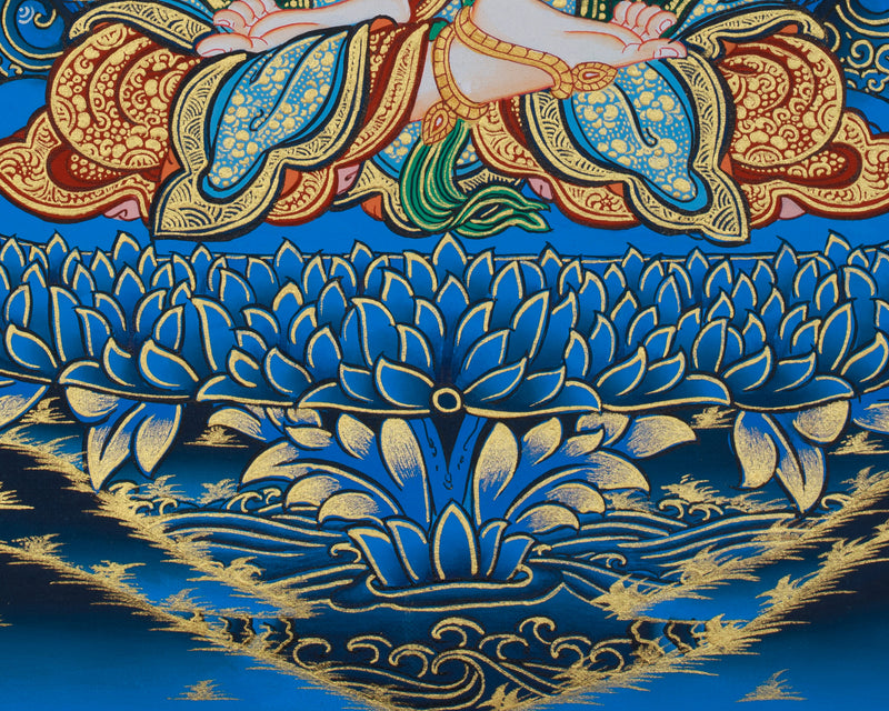 Jnanasattva Manjushri Thangka | A Sacred Tibetan Art of Wisdom & Enlightenment