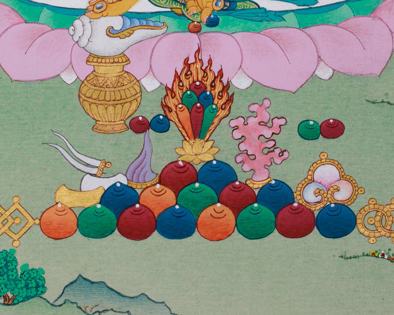 Hand-Painted Lord Kuber Thangka | Guardian of Wealth and Prosperity