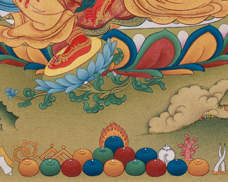 Wish-Fulfilling Red Tara Thangka | 24K Gold & LHASA Stone Pigments