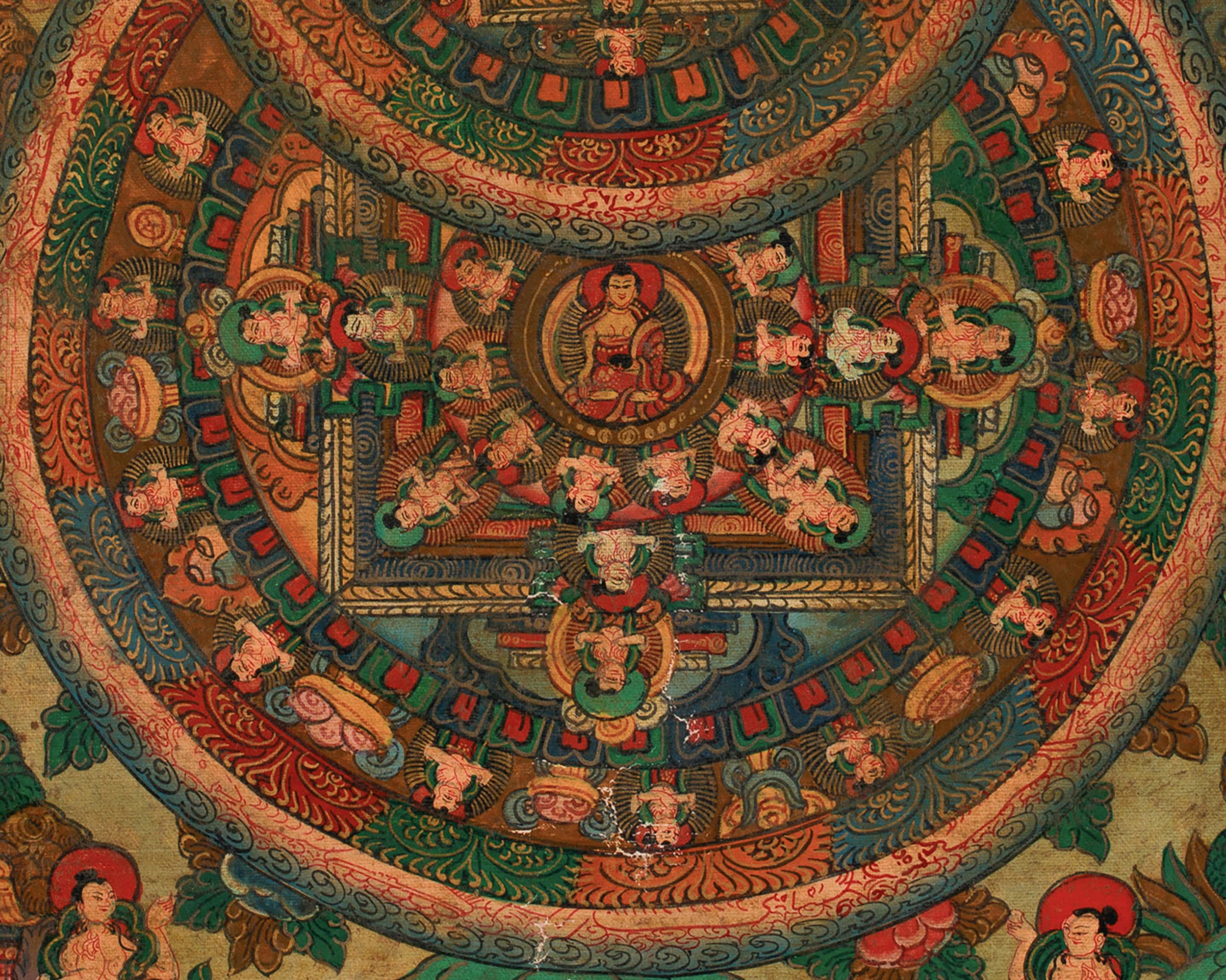 Three Wheel Buddha Mandala | Sacred Geometry Painting