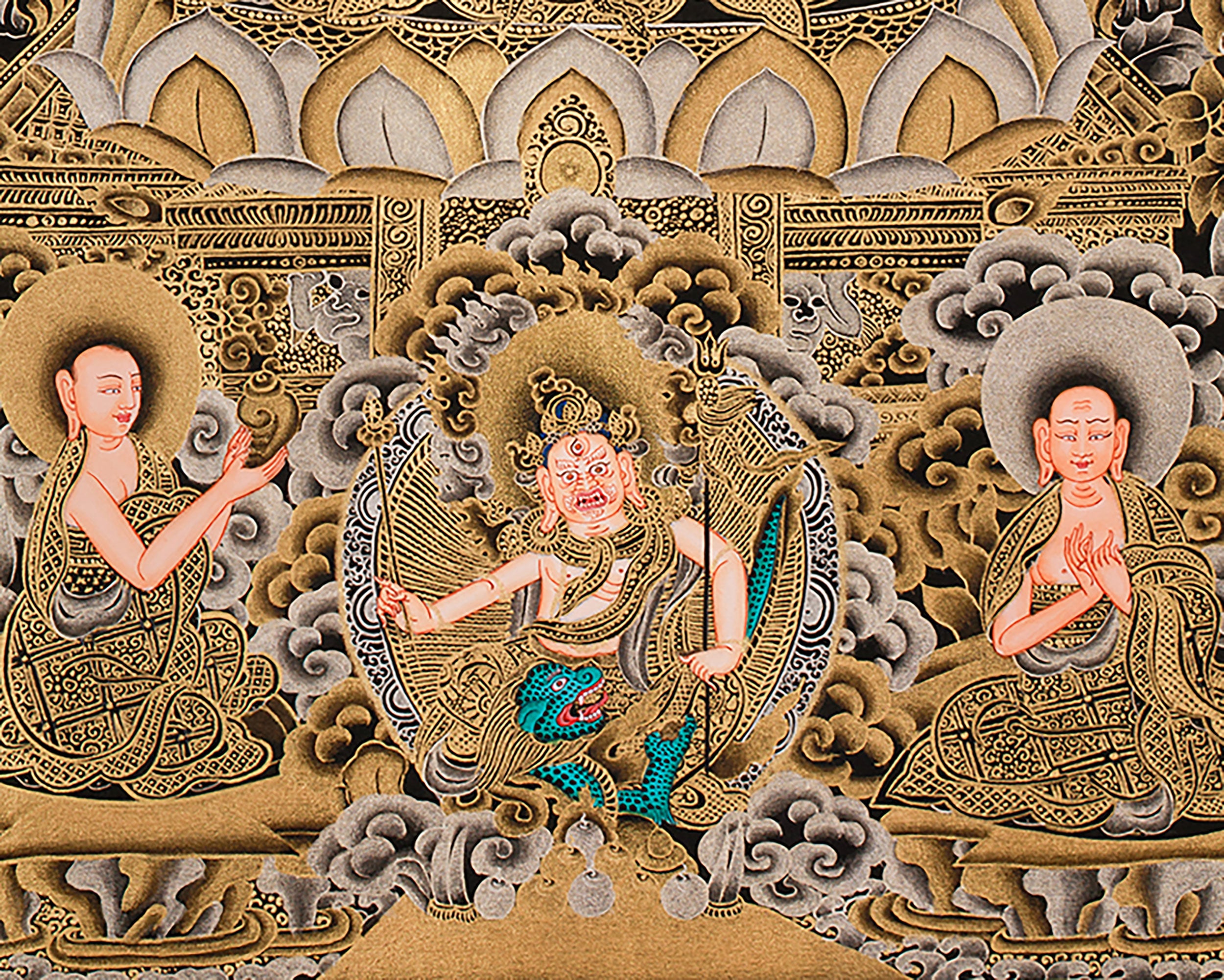 Rig Sum Gonpo | The Triad of Bodhisattvas Avalokiteshvara, Manjushri, and Vajrapani