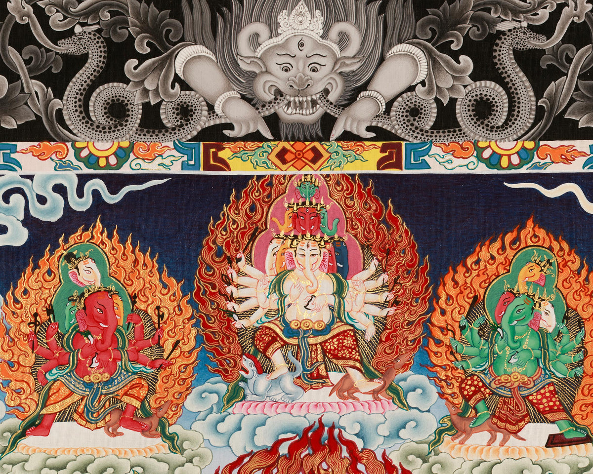 Traditional Newari Pauba Print For Ganesh Stotram Practice | Paubha Print For Ganesh Chaturthi Celebration