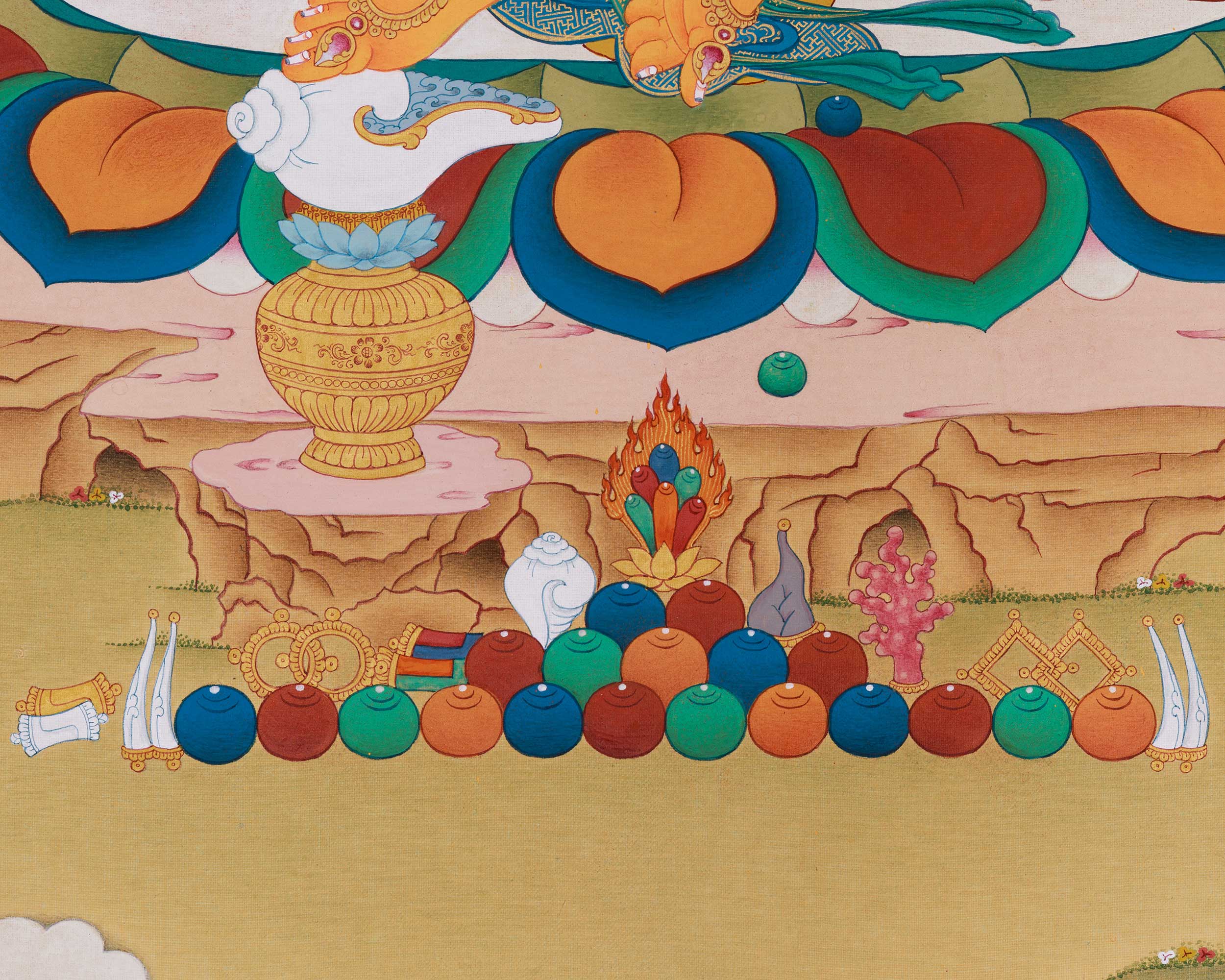 Premium Wealth Offering Deity Dzambhala Thangka | Symbol of Generosity and Sacred Power