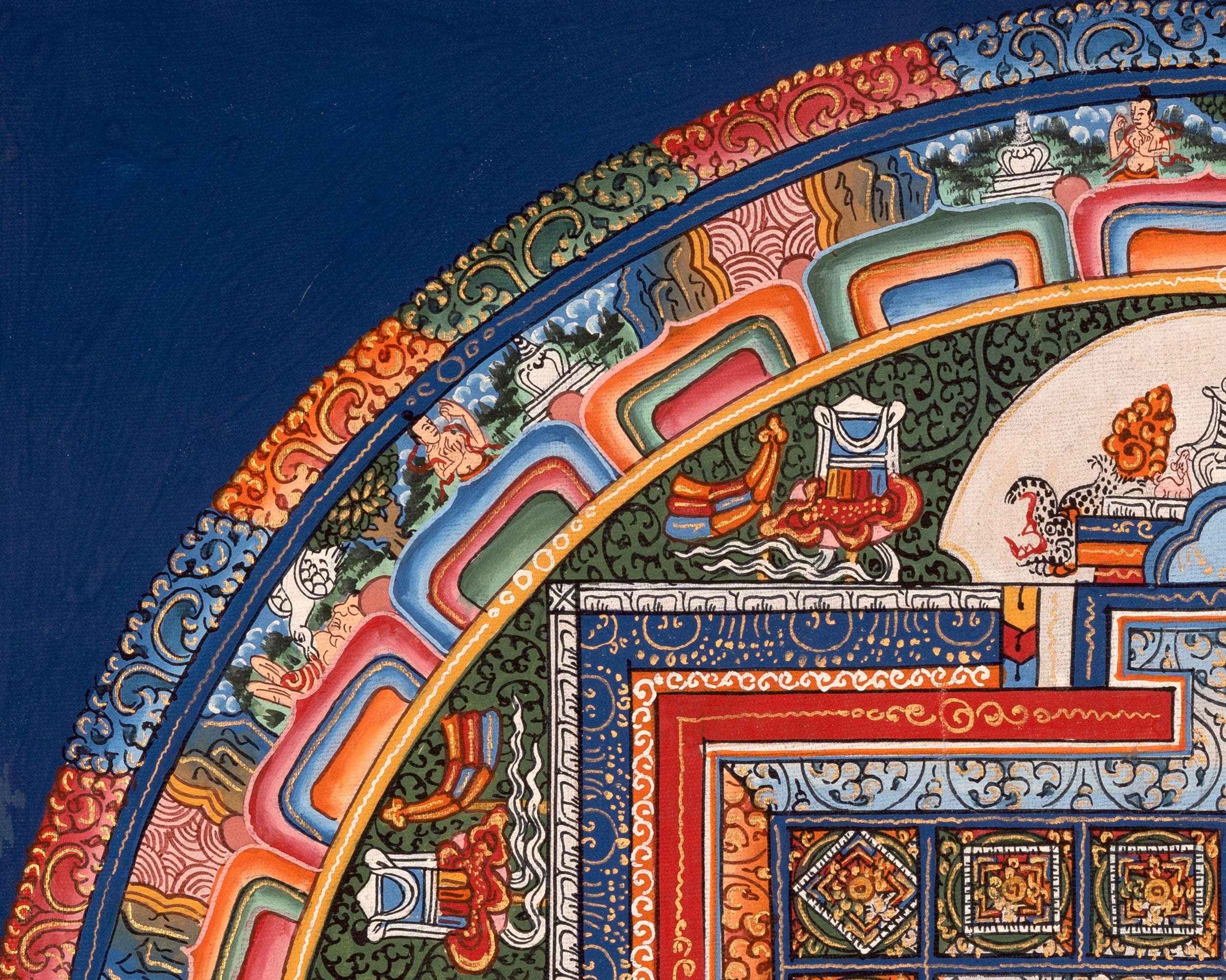 Sacred Vintage Vajrayana Mandala | Powerful Symbols For Buddhist Practice
