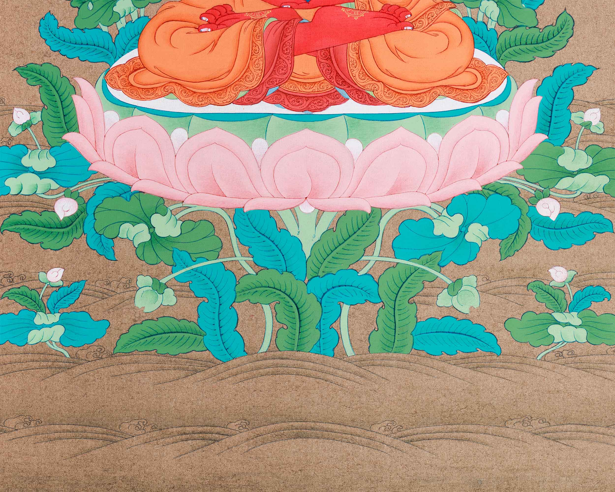 Red Amitabha Buddha Thangka | Pure Land Meditation Art | Tibetan Buddhist Decor