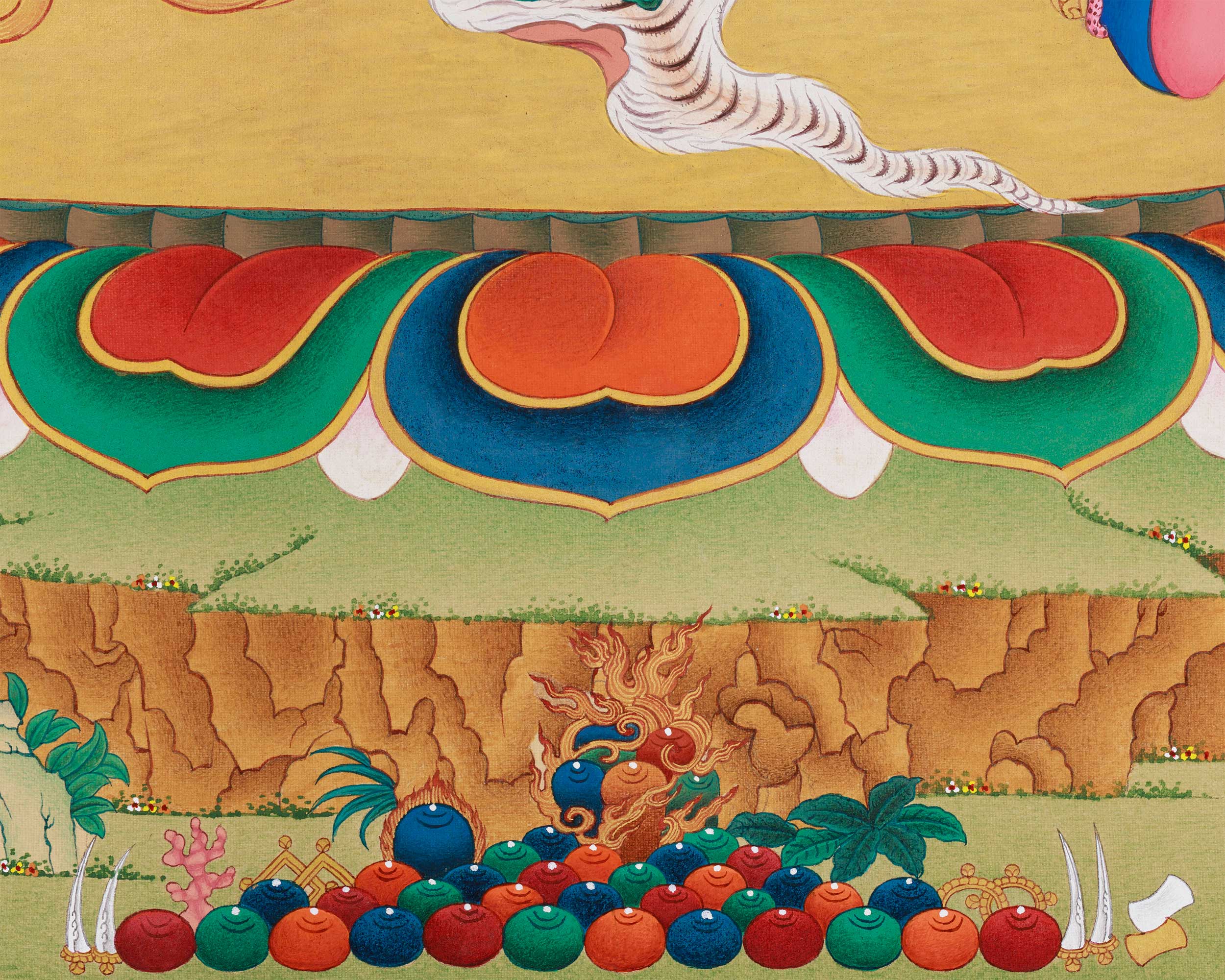 Vajrapani with Amitabha Buddha | Lhasa Hues Thangka of Protection and Compassion