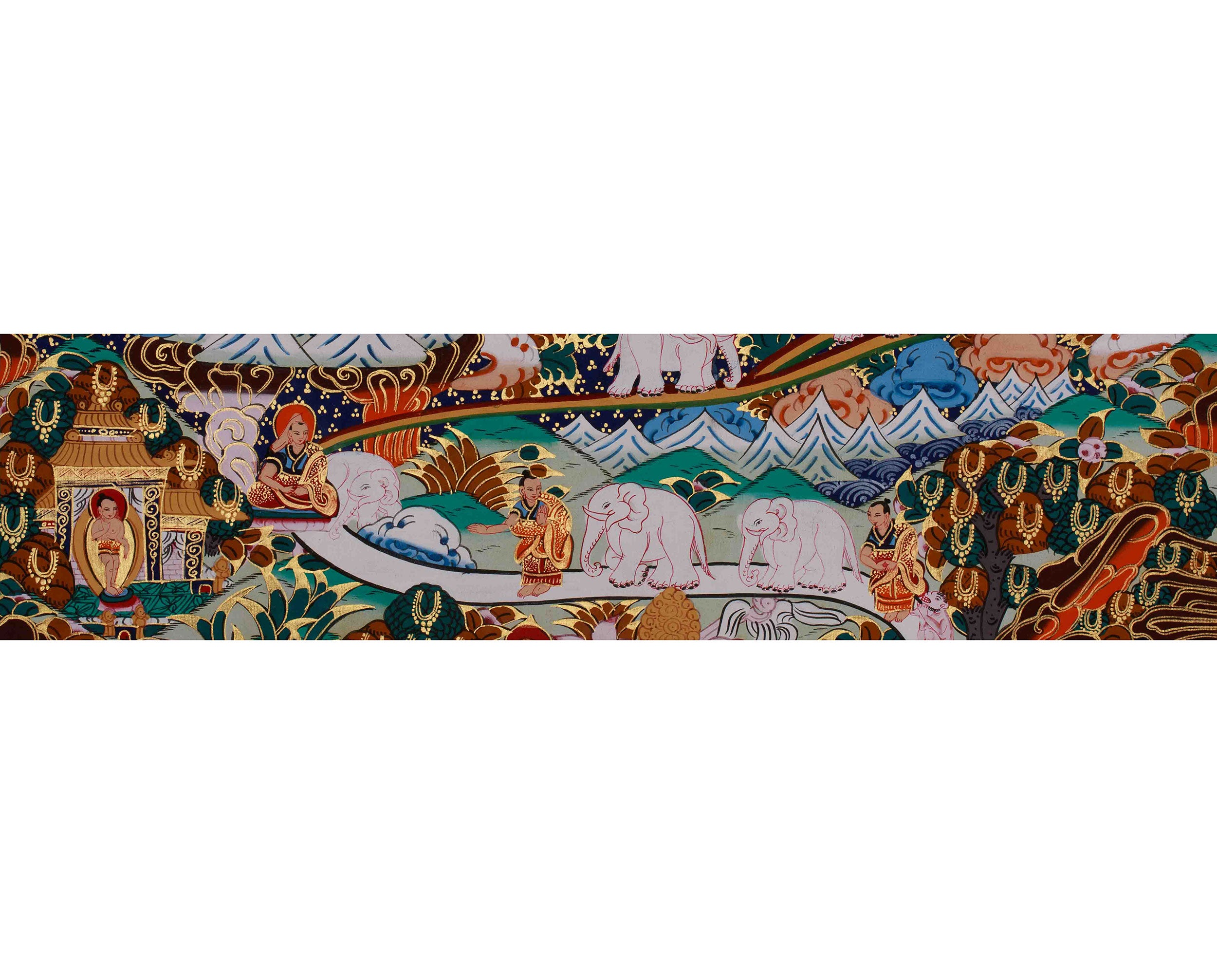 Traditional Samatha Meditation Thangka | Hand Painted Buddhist Mindfulness Art