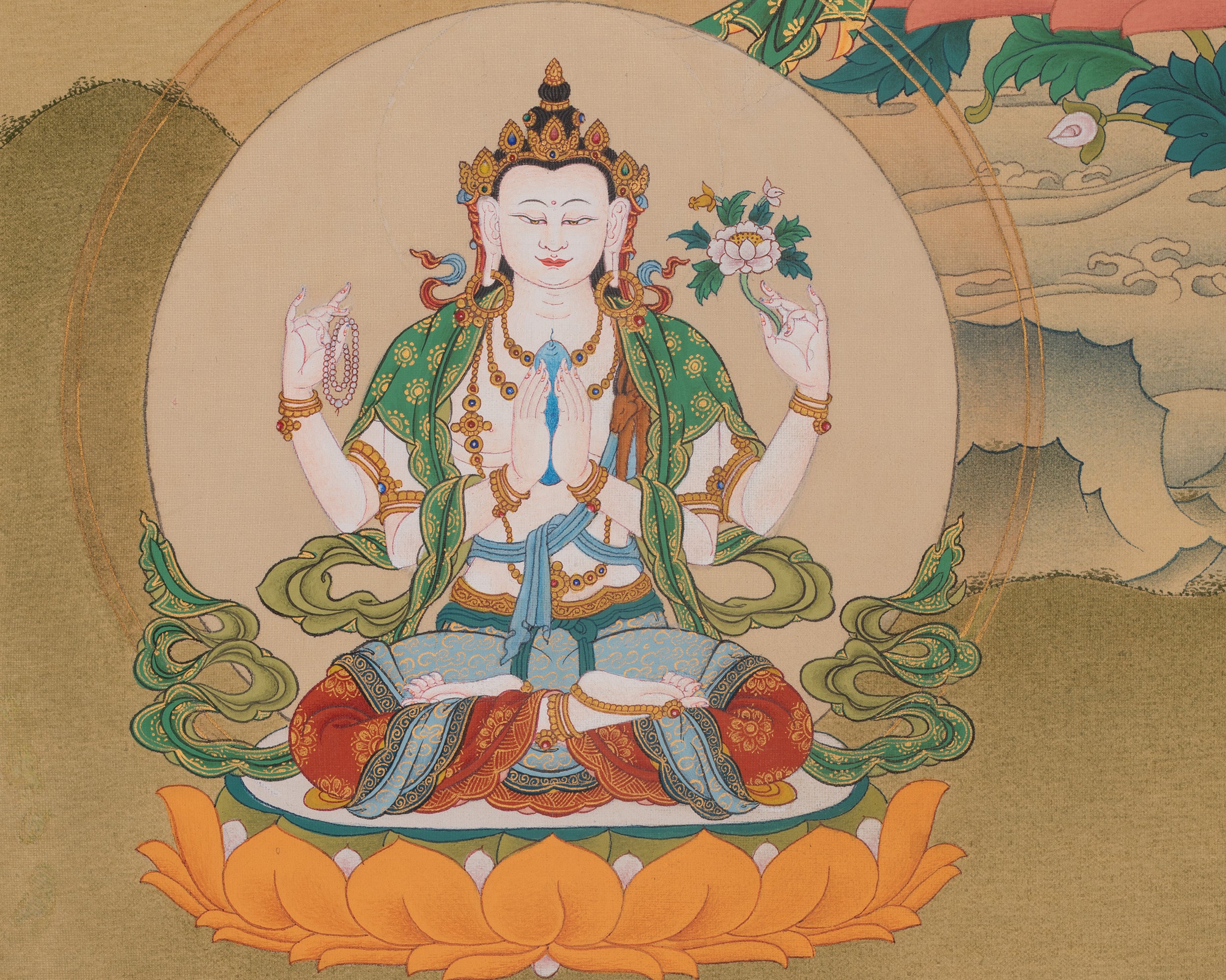 Bodhisattva of Wisdom Deity Manjushri Thangka | Vajrayana Buddhism | Manjughosa Art
