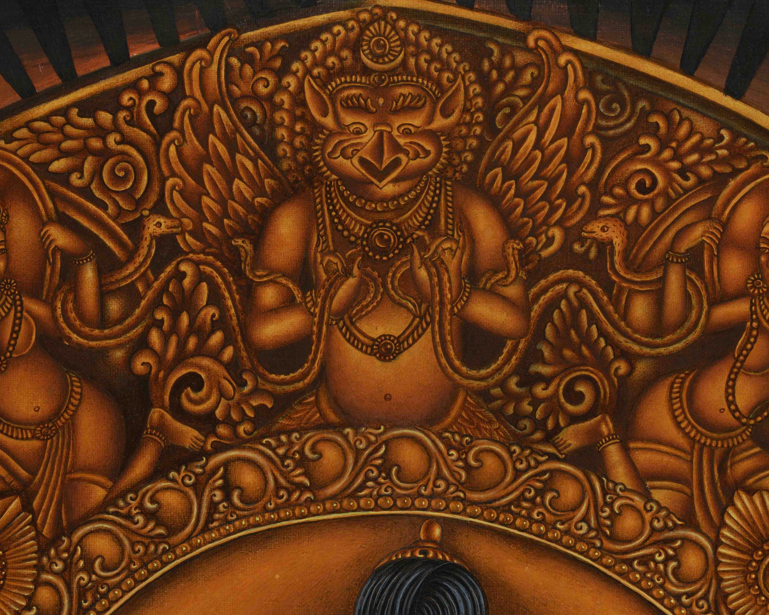 White Tara on Majestic Throne | Giclée Canvas Print of the Goddess of Longevity