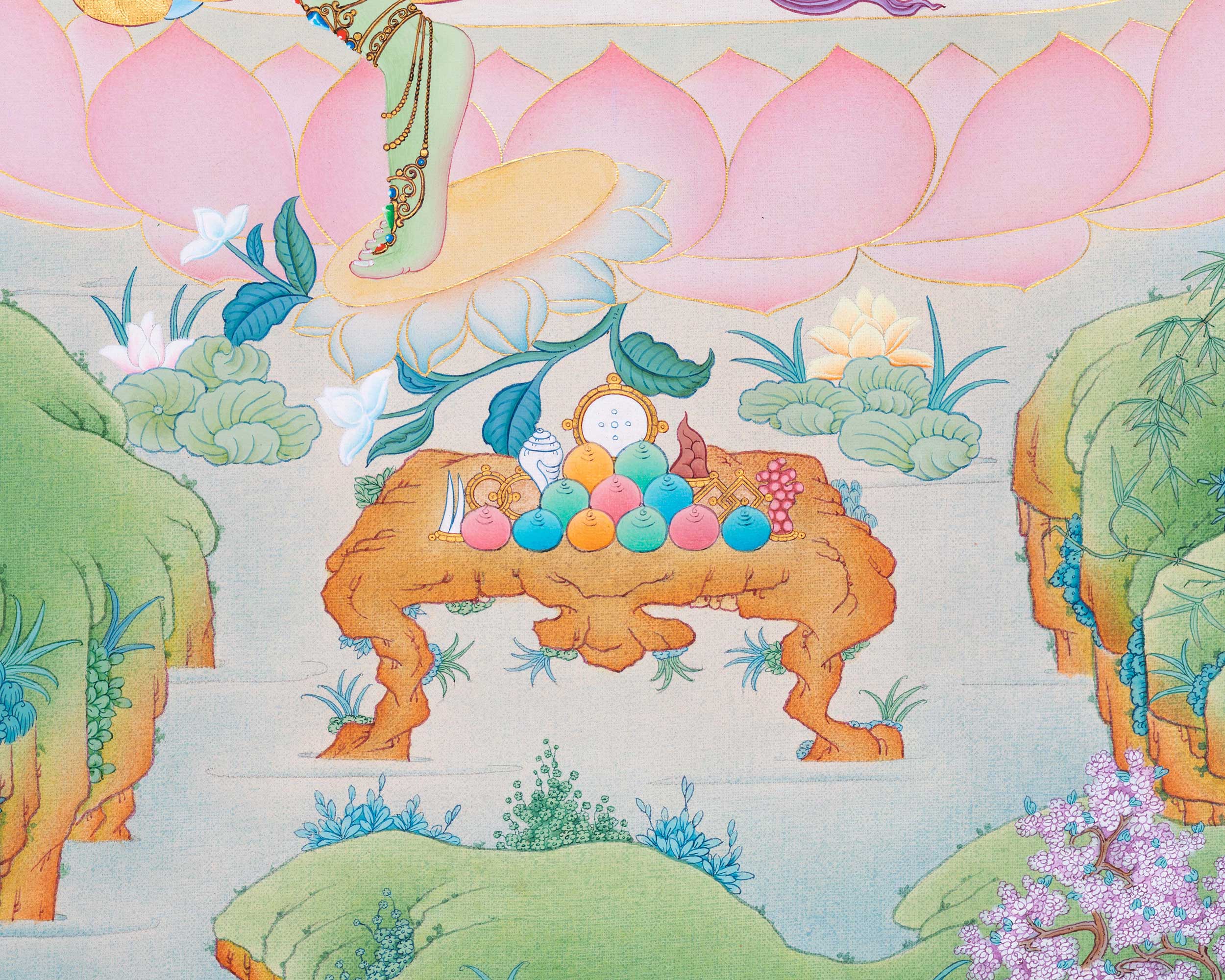 Green Tara Goddess Thangka | Hand-Painted Mother Tara Thangka For Mindfulness