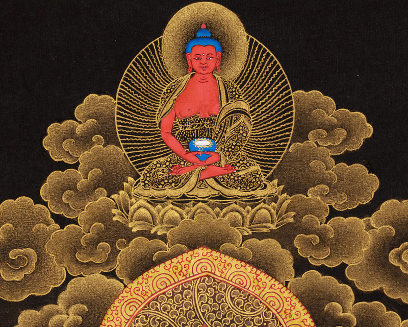 Namo Avalokiteshvara Thangka | Buddha of Compassion with Pure Gold Detailing