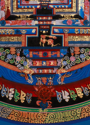 Sacred Gold Kalachakra Mandala Thangka | Wheel of Time
