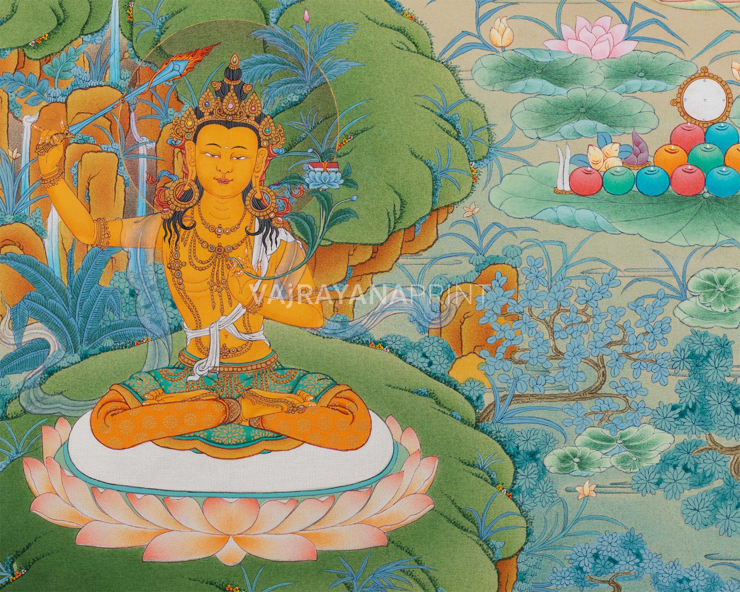 Four-Armed Chenresig Thangka Print for Divine Wisdom | Bodhisattva Of Compassion