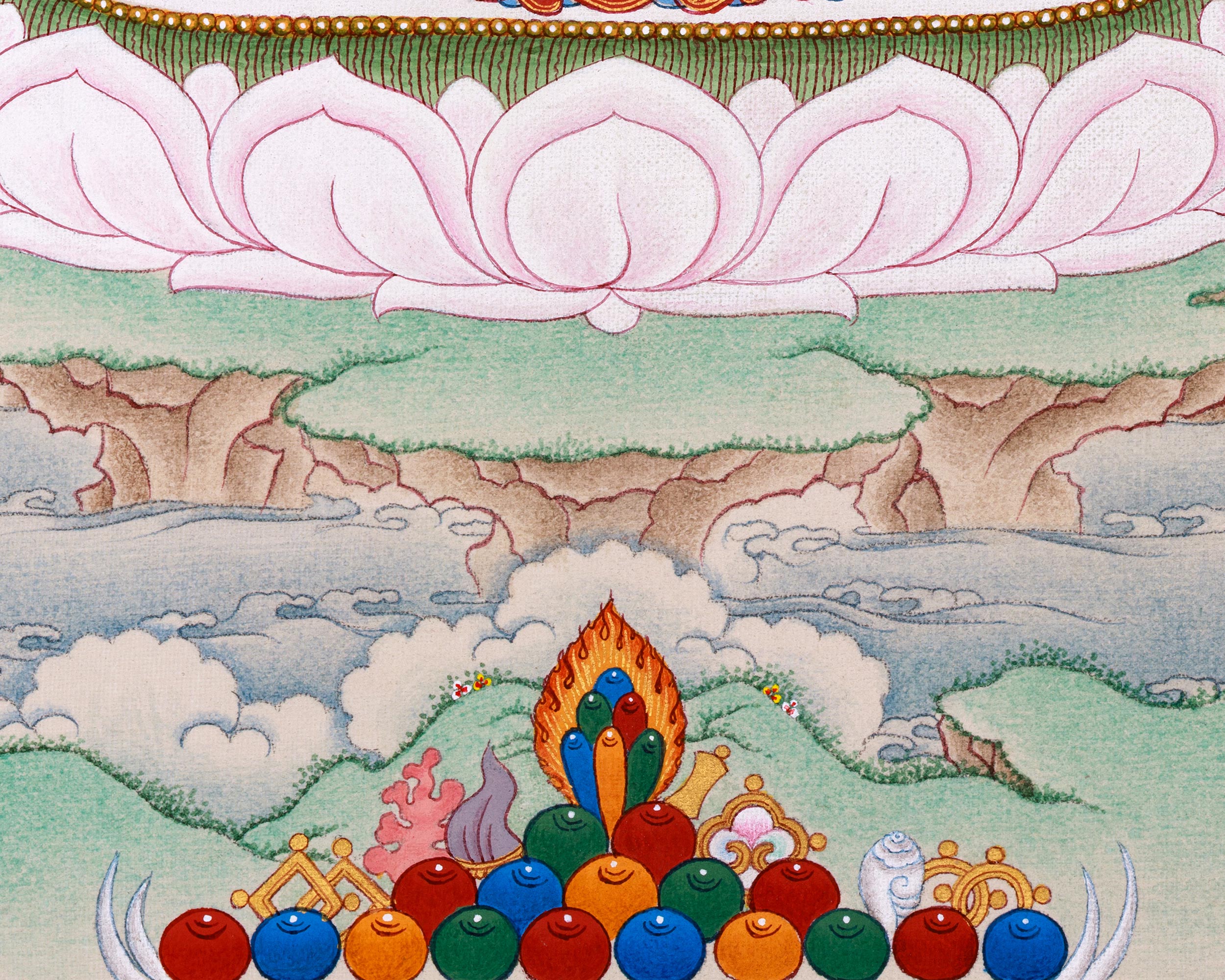 Saraswati Divine Grace Thangka | Hand-painted Goddess Art
