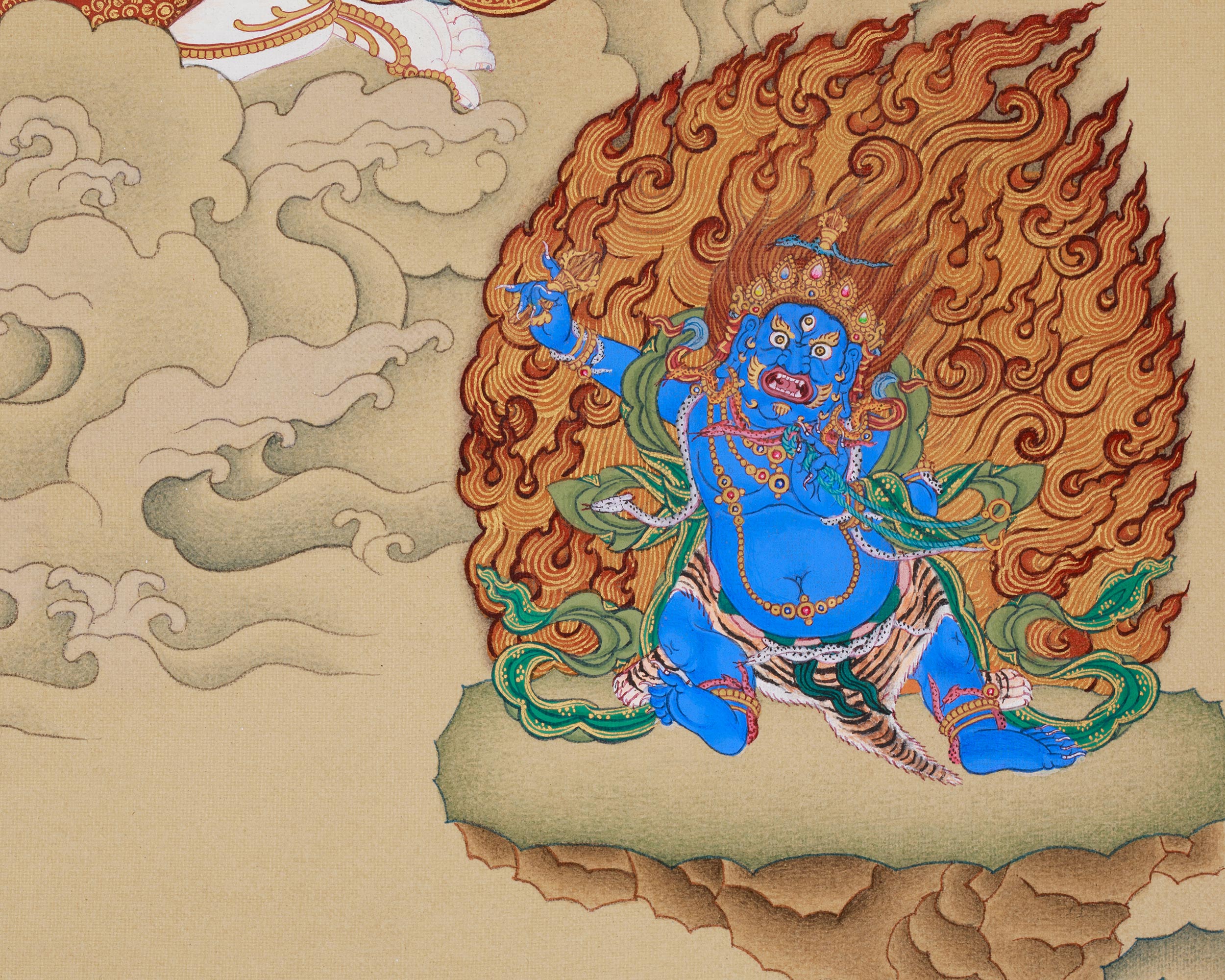 Bodhisattva Chenrezig Featuring Manjushri and Vajrapani Thangka | LHASA Hues