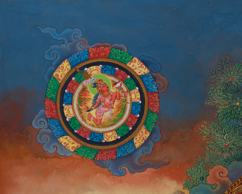 Primordial Buddha Vajrasattva Thangka | Traditional Pauba Art for Meditation and Sacred Spaces