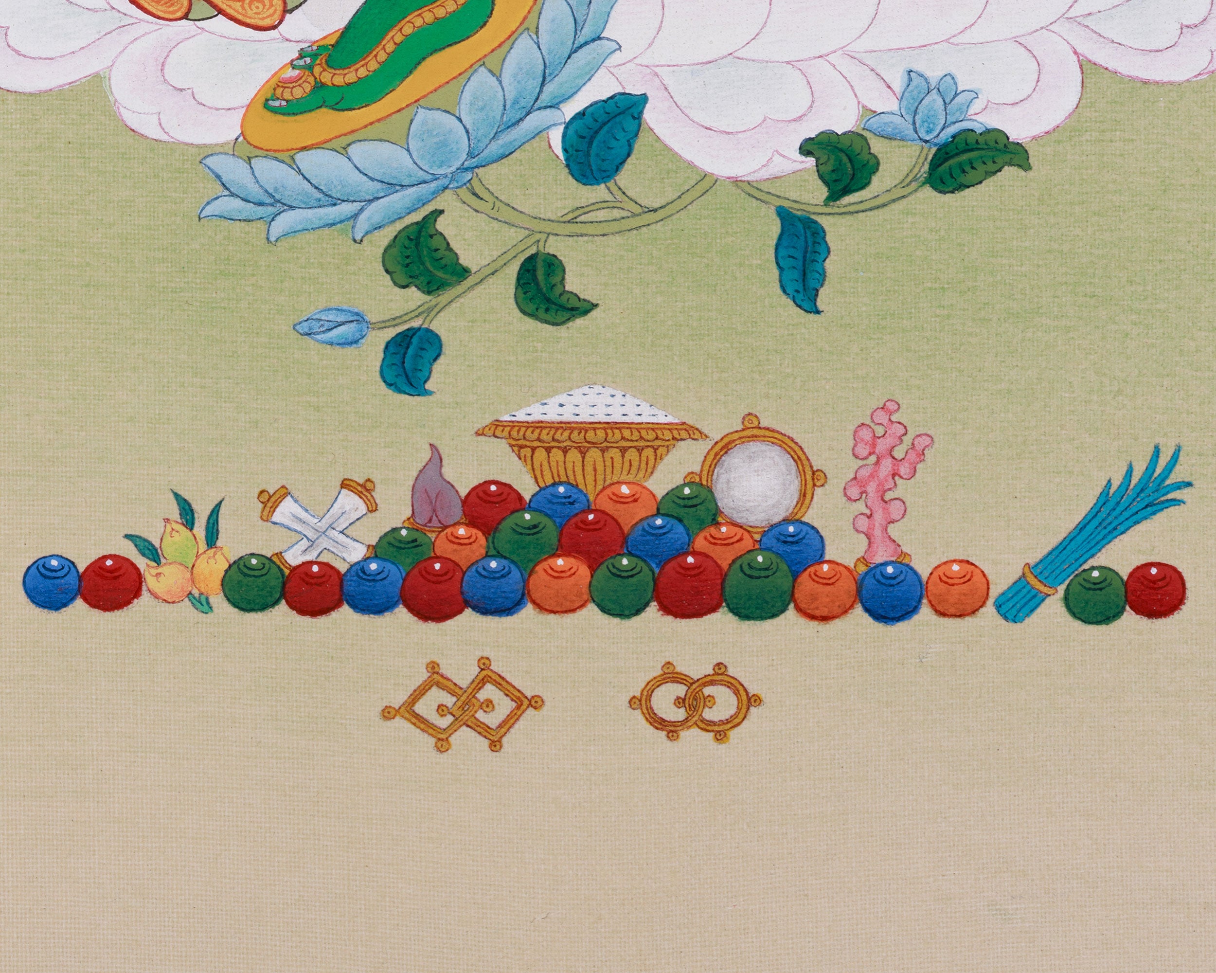 33 cm Green Tara Painting | Tibetan Goddess of Swift Protection
