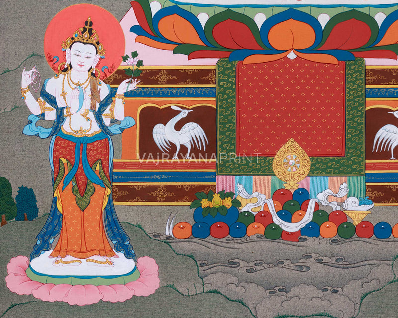 High-Quality Amitabha Buddha Giclee Canvas | Red Buddha Traditional Print | Wall Decors