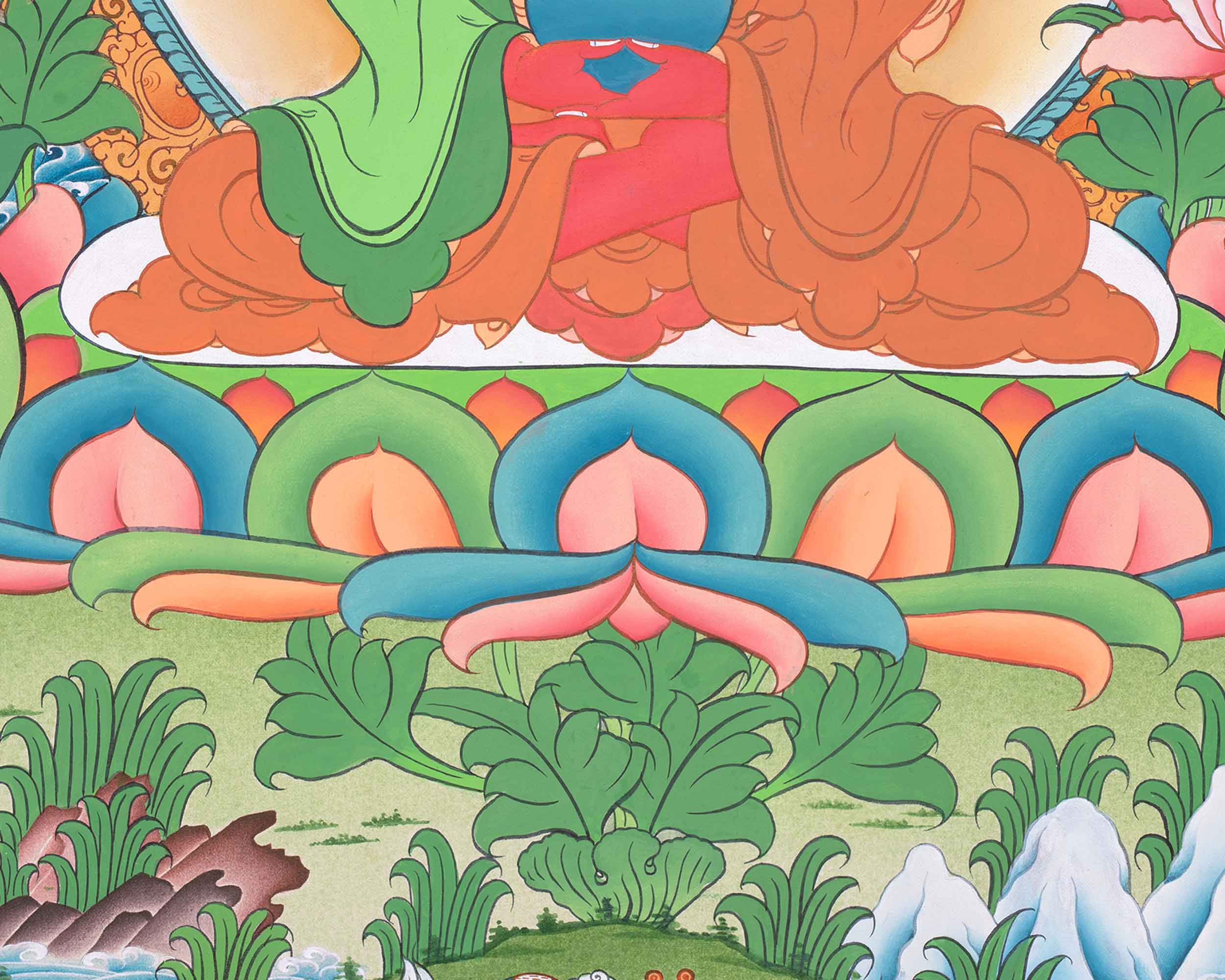 Amitabha Tathagata Hand Painted Artwork | Thangka Of Boundless Compassion | Buddha of Infinite Light