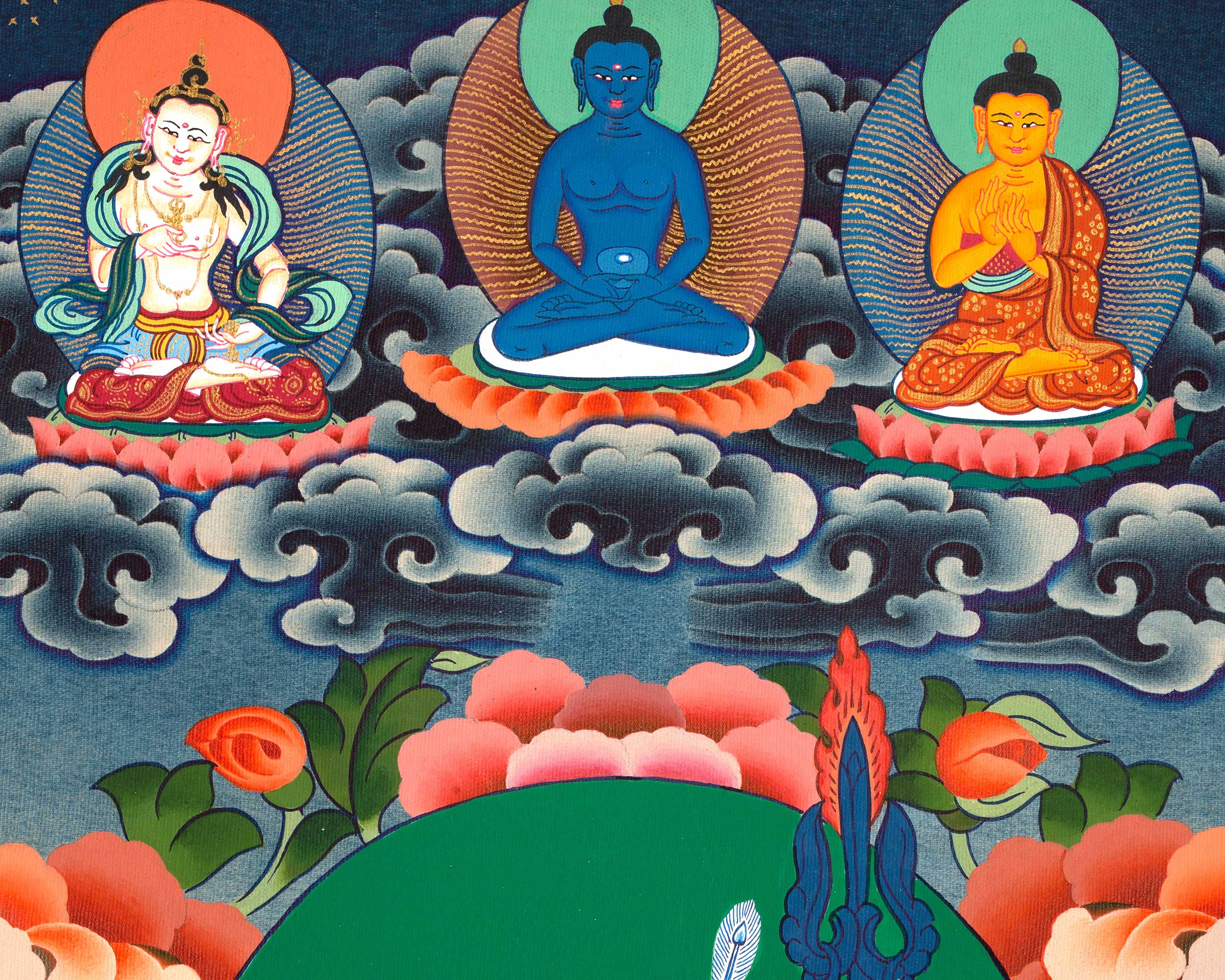 Guru Rinpoche Thangka | Eight Manifestation of Guru Padmasambhava |  Lotus Born Master of Buddhism | Thangka Painting for Meditation