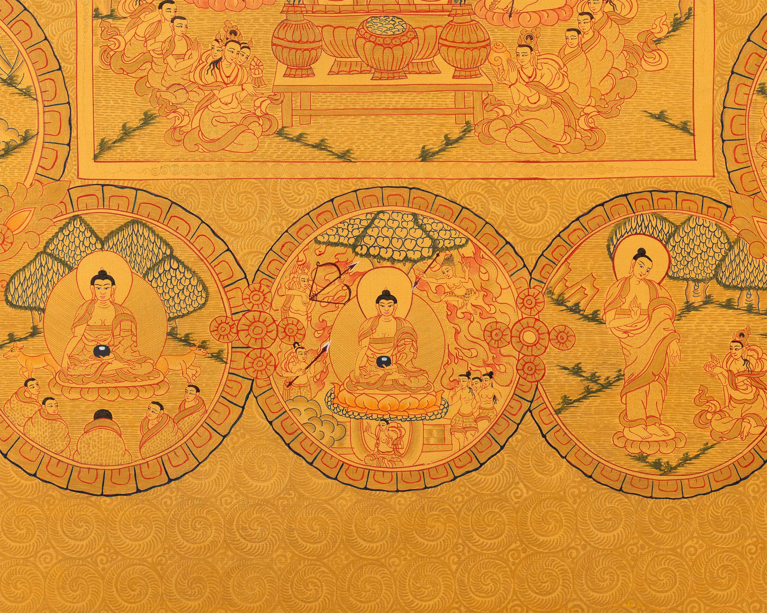 Original Hand-Painted Buddha Life Story | Spiritual Journey Artwork
