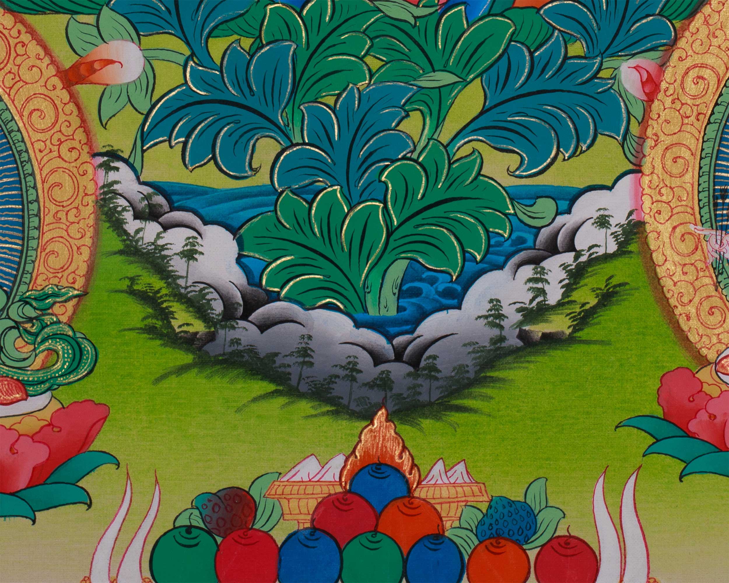 Goddess White Tara with Amitayus Buddha and Namgyalma | Bodhisattva of Longevity