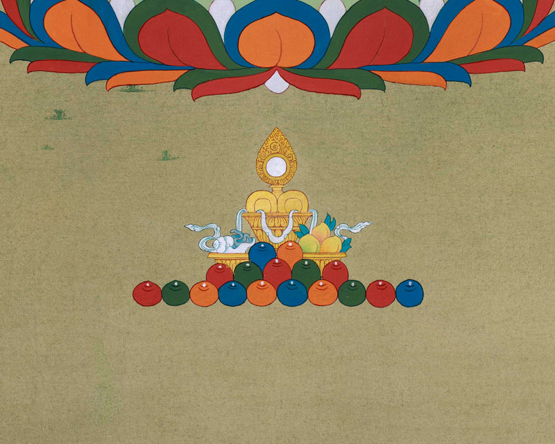 4 Armed Chenresig Thangka, Karma Gadri Art