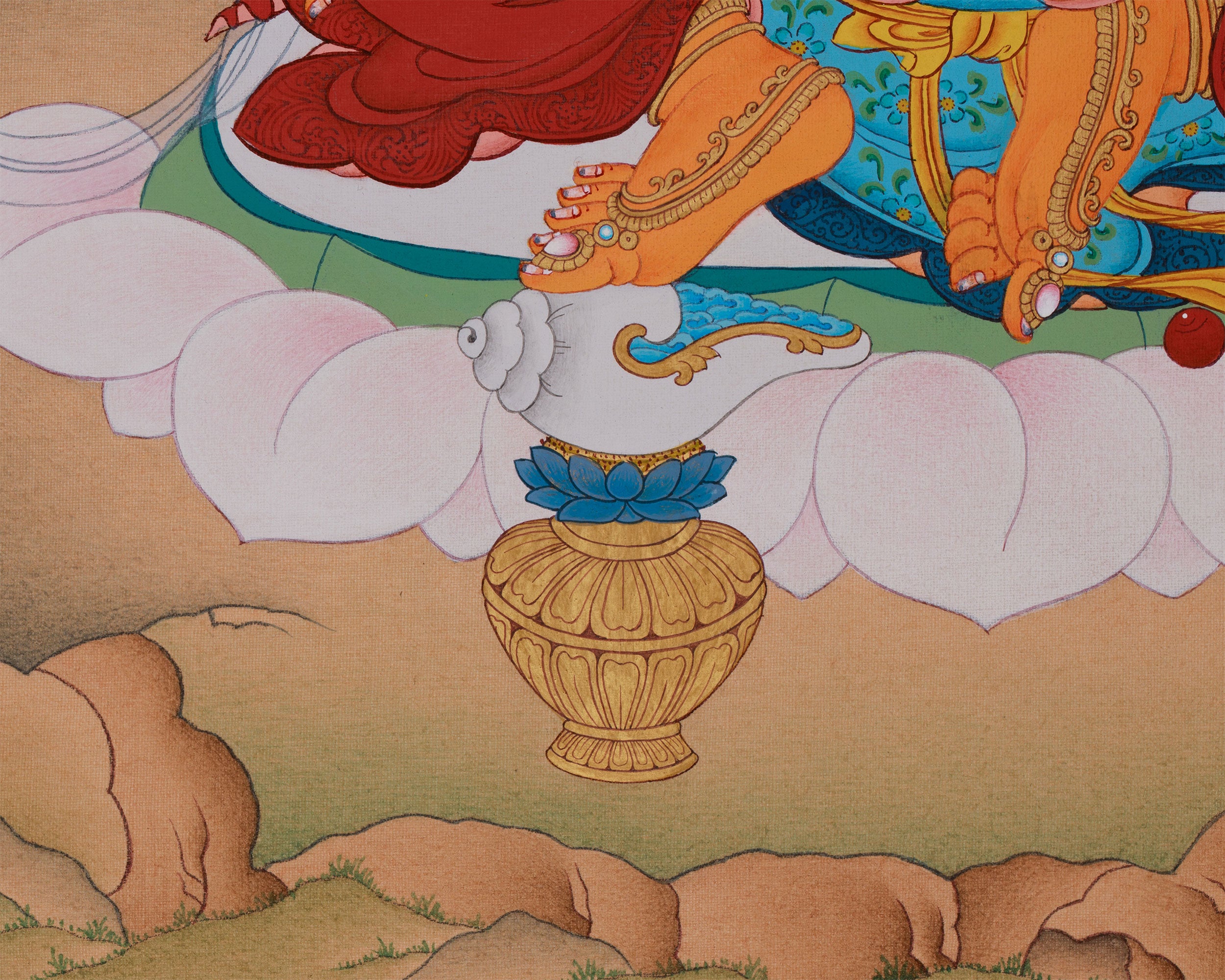 Buddha of Wealth, Dzambhala | Hand-Painted Thangka of Prosperity and Spiritual Protection