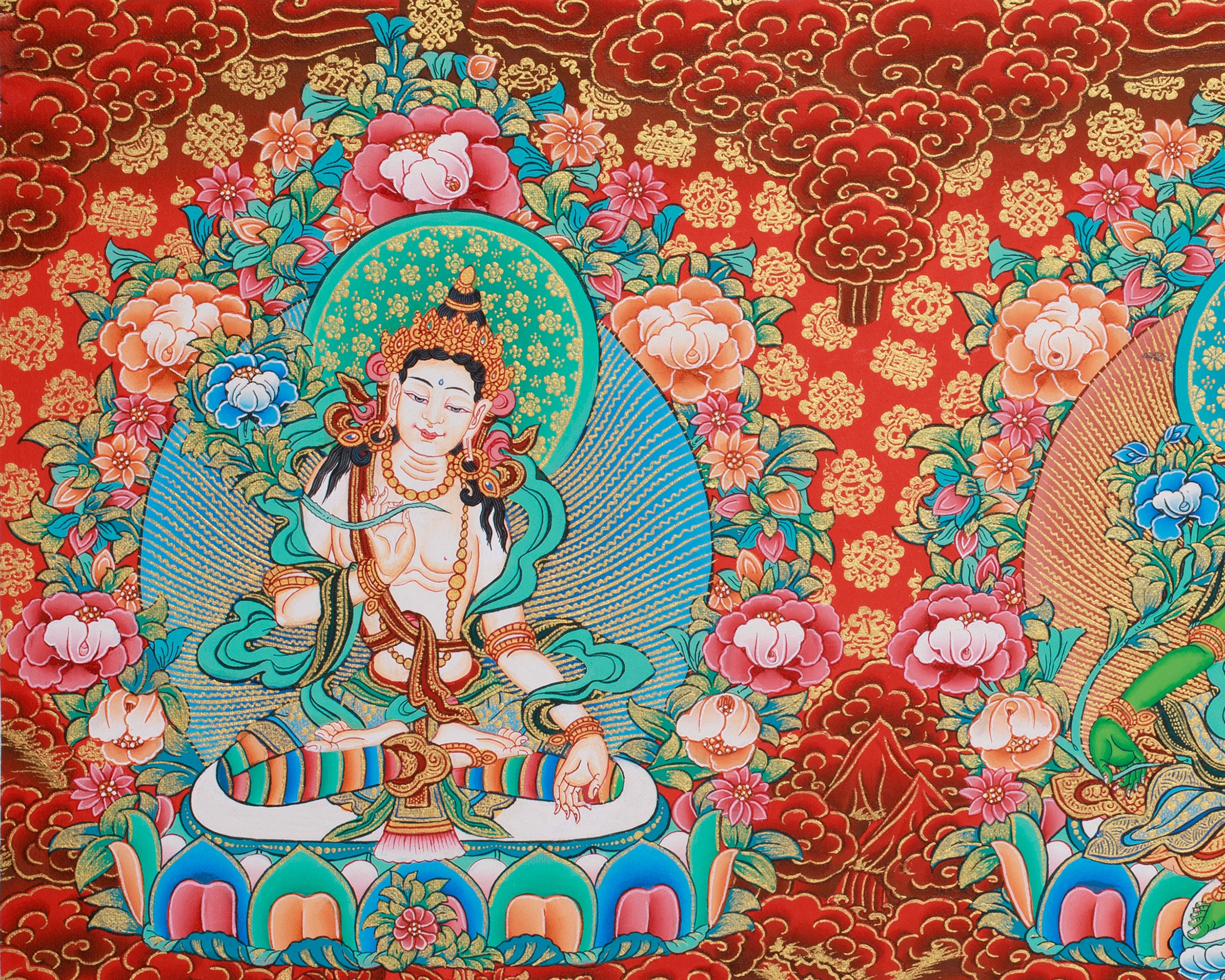 Rare Three Tara Deities Thangka | Tibetan Artwork of Compassion, Protection & Wisdom