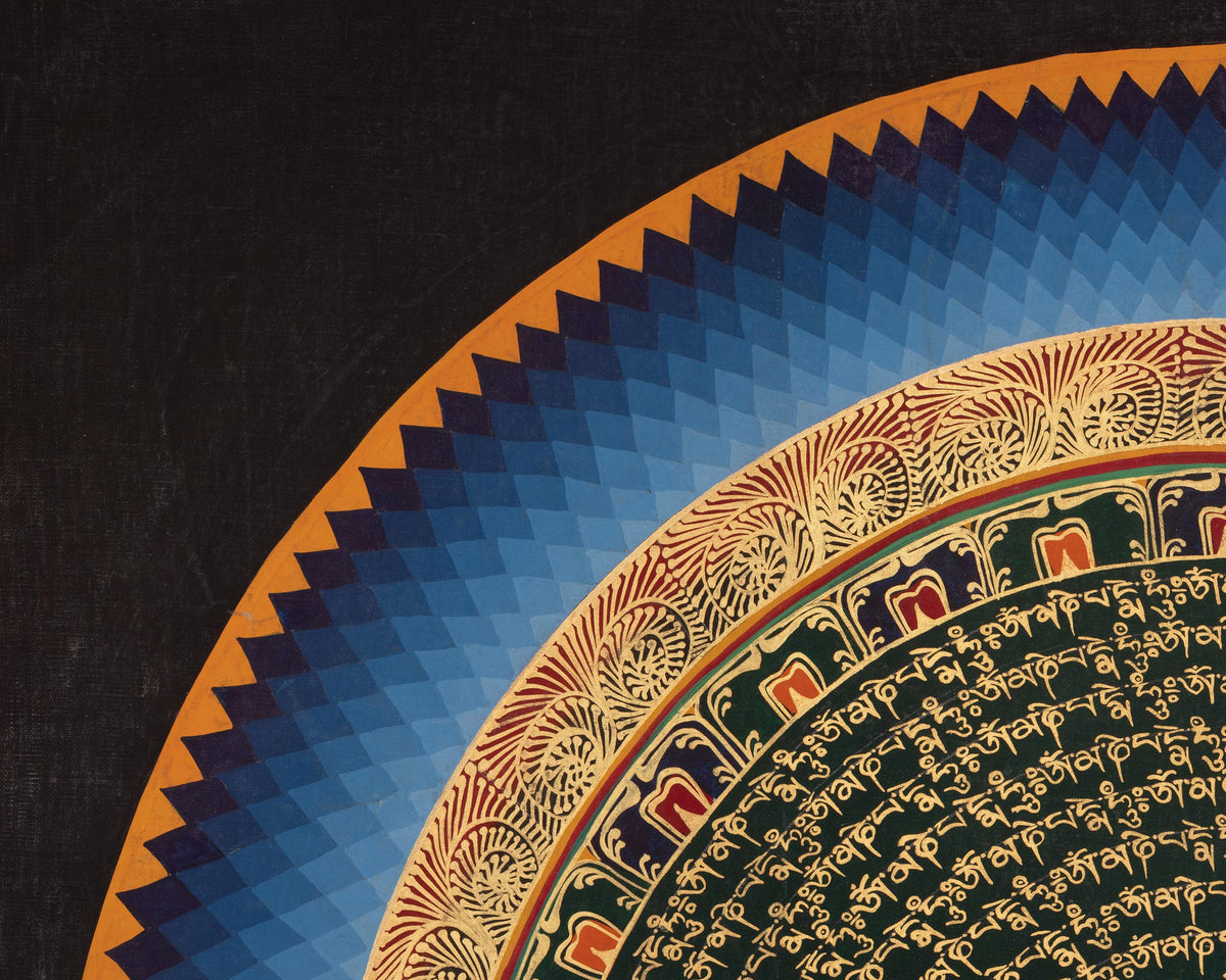 Mantra Mandala Spiritual Thangka | Sacred Mantras and Meditation Altar