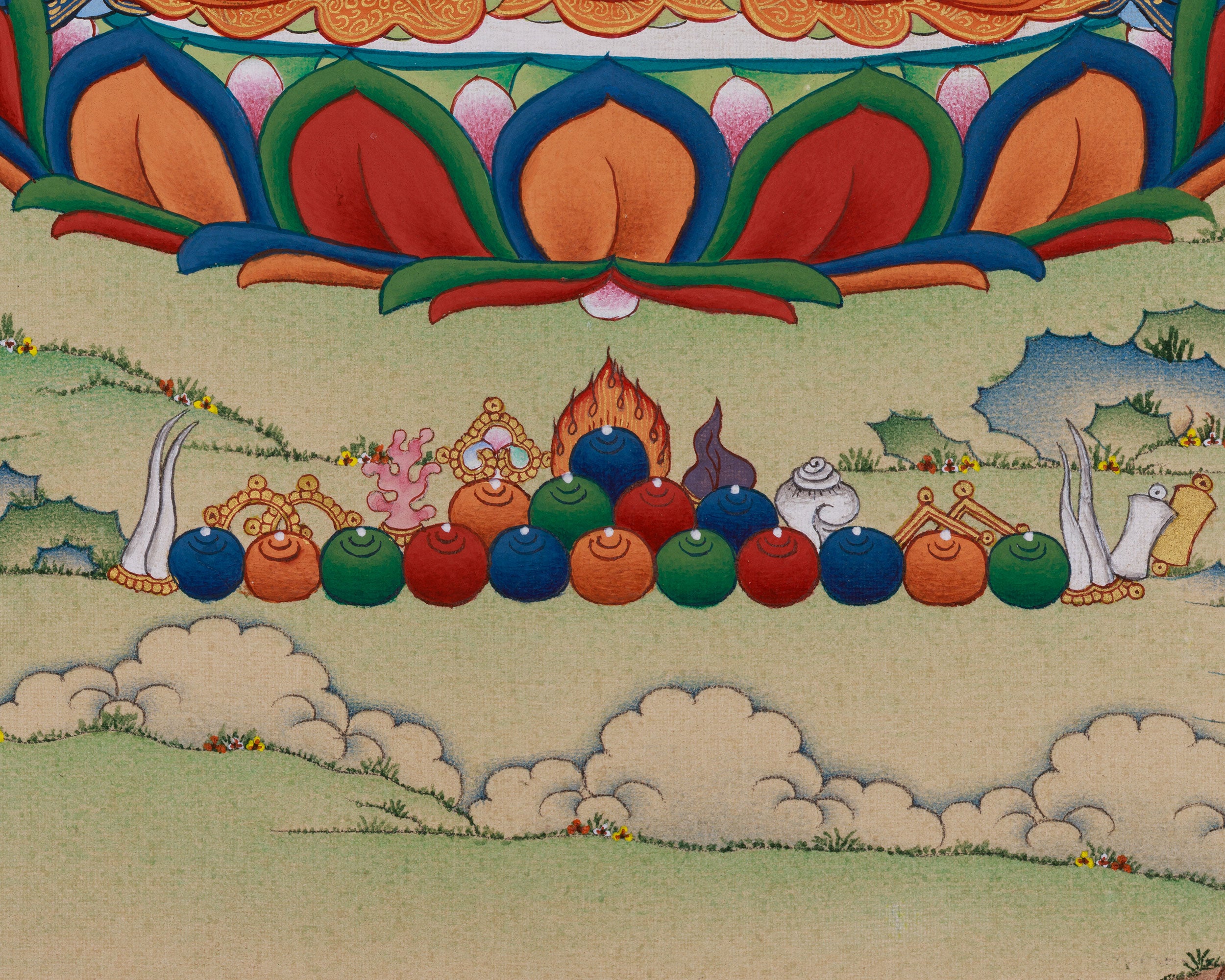 Four-Armed Chenrezig Buddha Thangka | A Symbol of Compassion | Includes Brocade