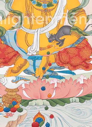 Dzambhala Thangka | Wealth Deity of Tibetan Buddhism | Handpainted Thangka Art